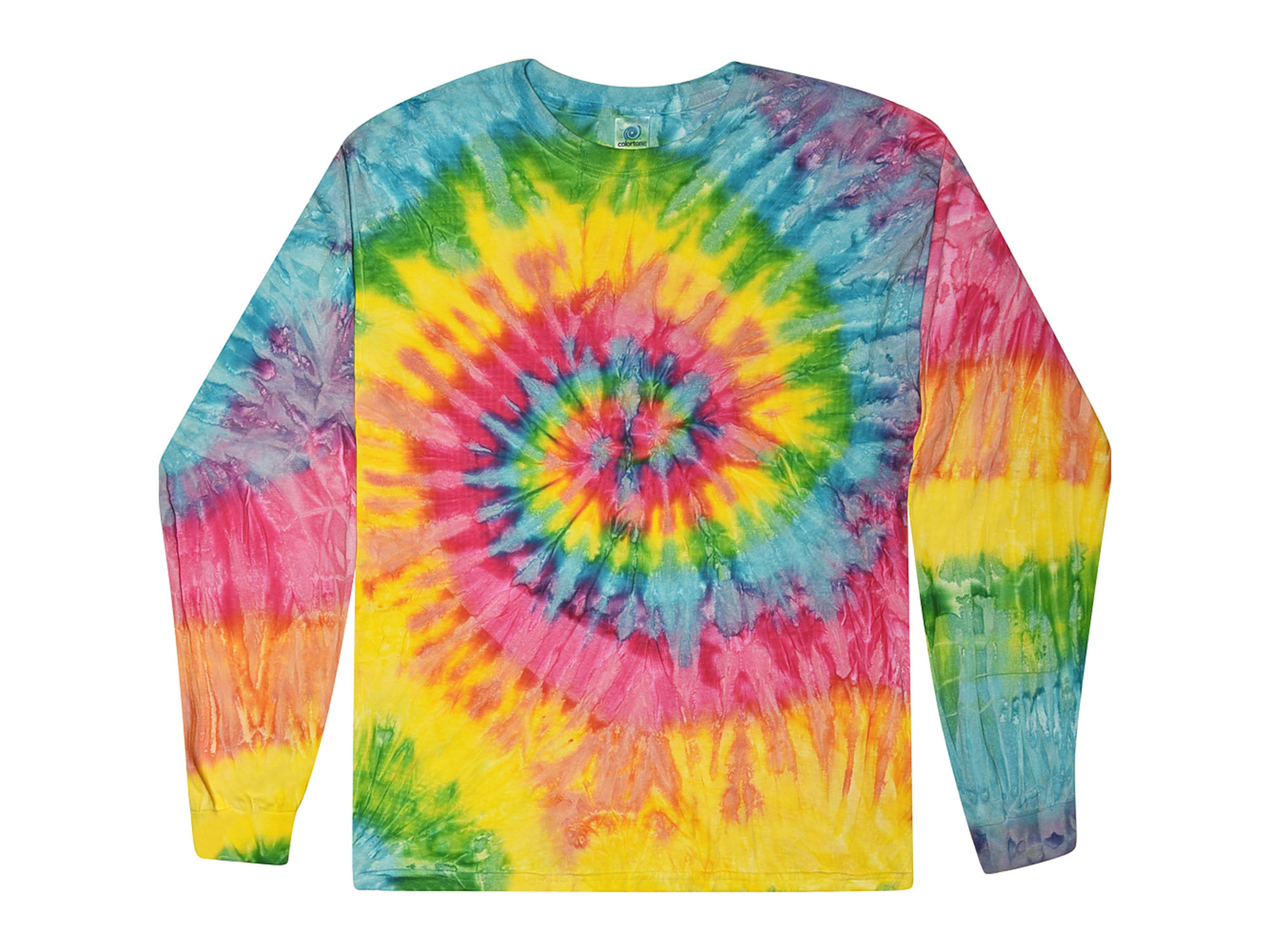 Tie Dye Long Sleeve Shirts Psychedelic Kids & Adult 100% Cotton Colortone
