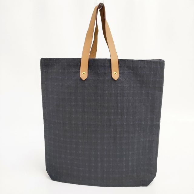 HERMES Amedaba GM cotton bag with leather handle Tote Bag black 5-1006G∞