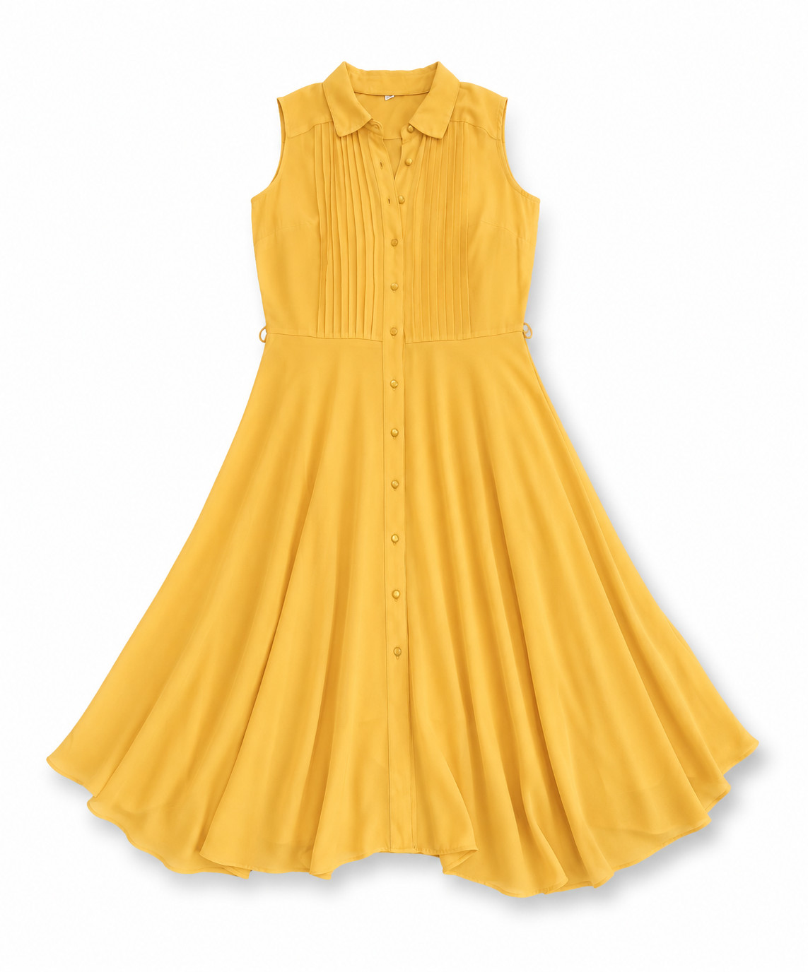 Nanette Lepore Sleeveless Collared Safari Maxi Shirt Dress Mustard Gold Size 2