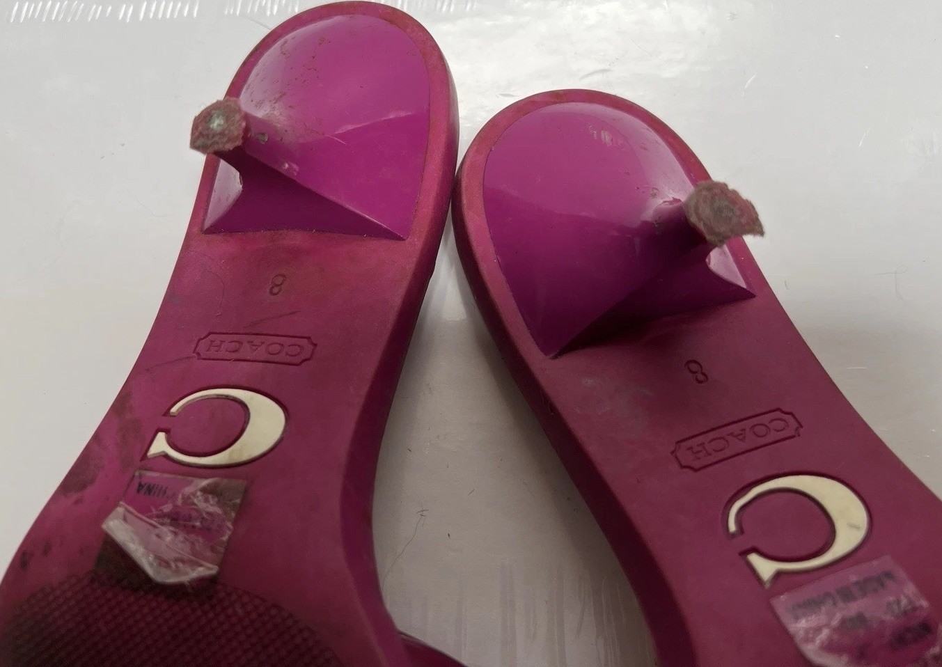 VTG Y2K Coach SCRIBBLE Signature Jelly Pink Kitten Heel Slip On Sandals Size 8
