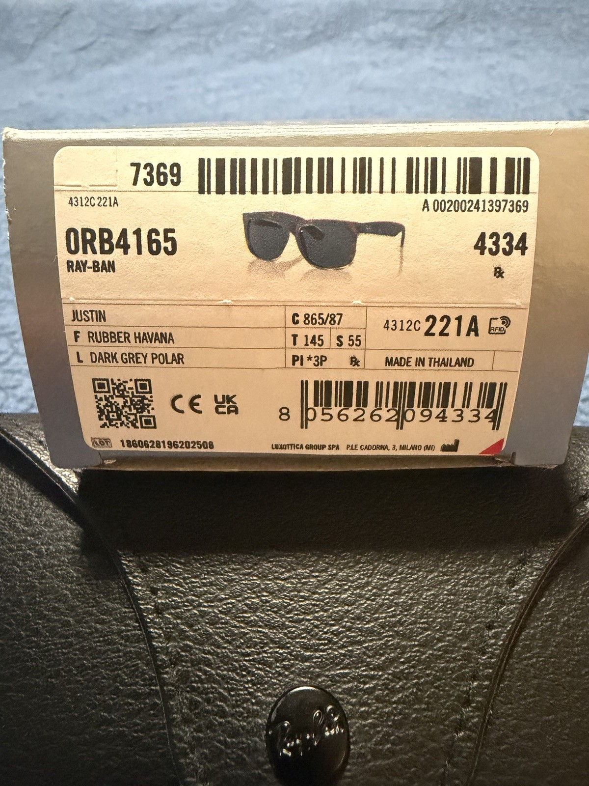 Ray-Ban RB4165 Justin Sunglasses Rubber Havana/Dark Gray Lenses 54MM