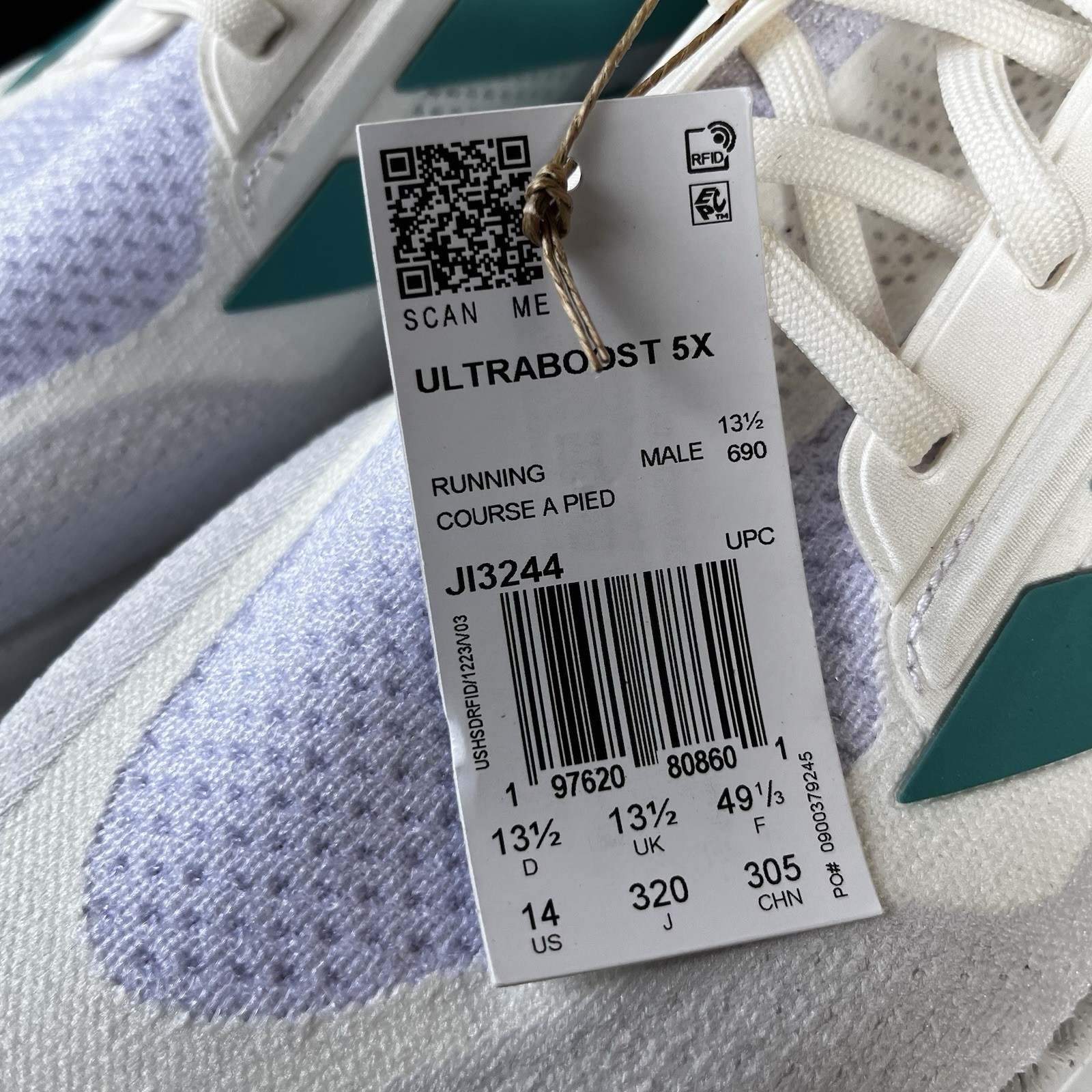 NEW adidas Ultraboost 5X NBY White Teal Dash Grey NBY J13244 Mens Size 14