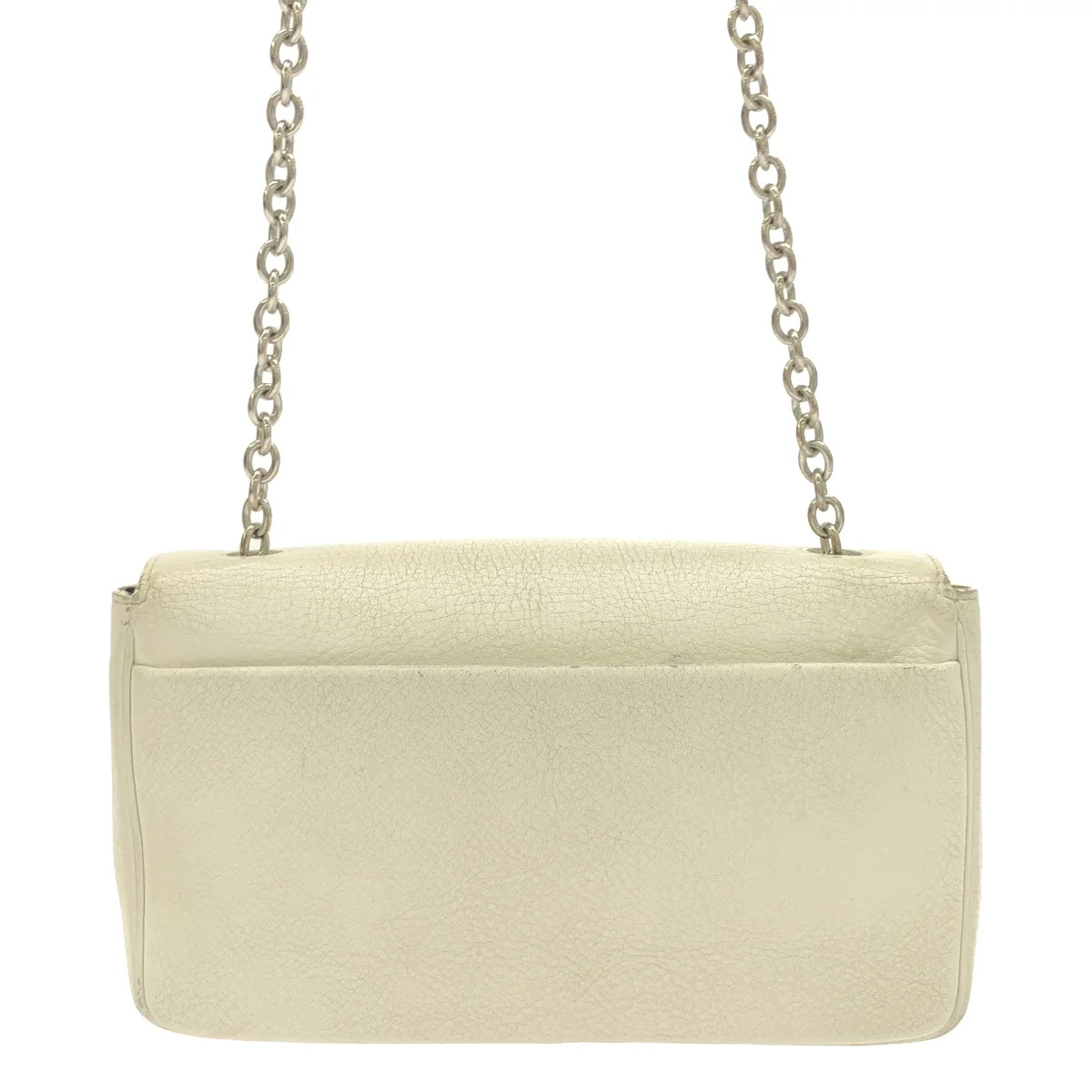 BALENCIAGA 537387 Everyday Leather Logo Chain Wallet Shoulder Bag White Used
