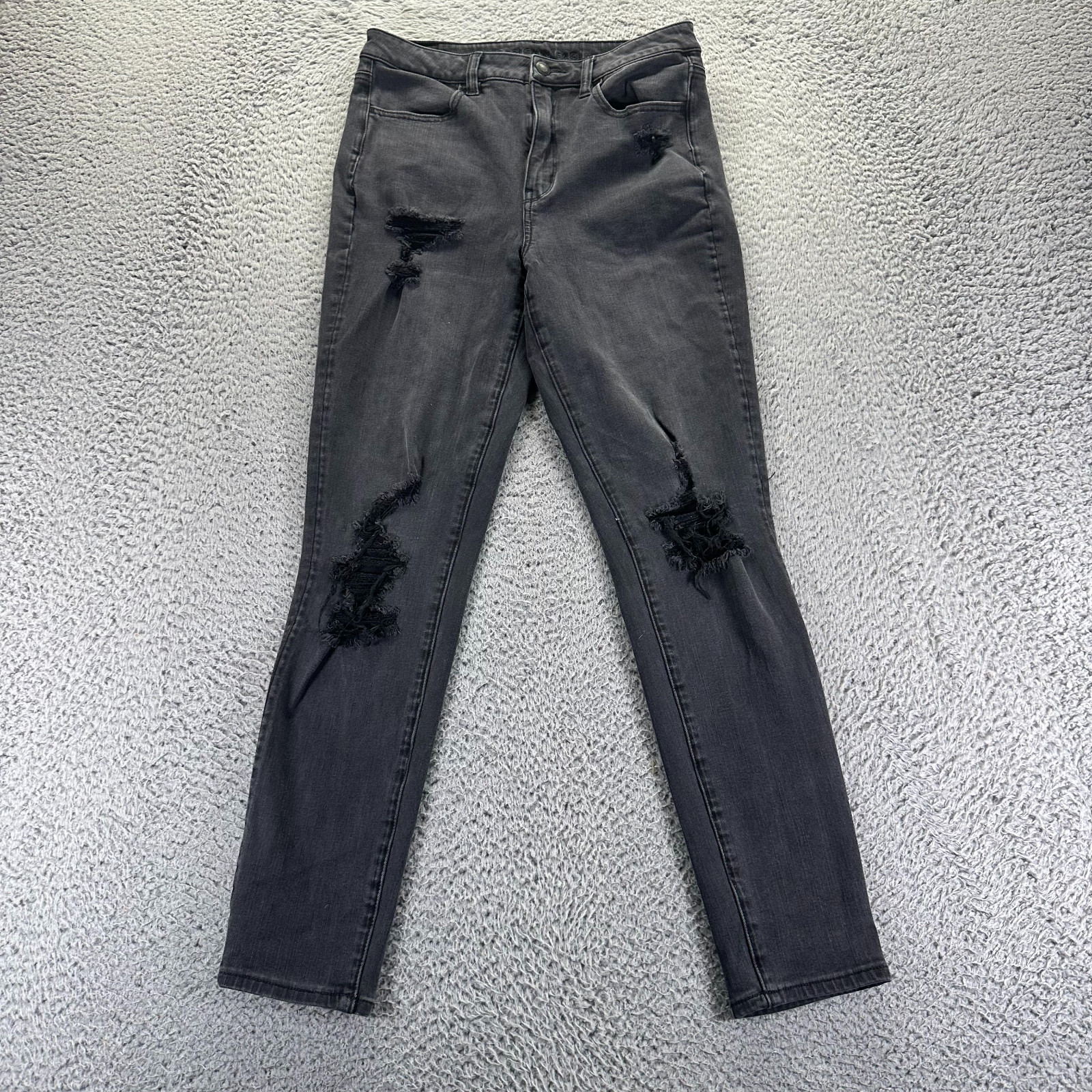 American Eagle Outfitters Jeans Womens 8 Black Denim Cotton Jegging Distressed
