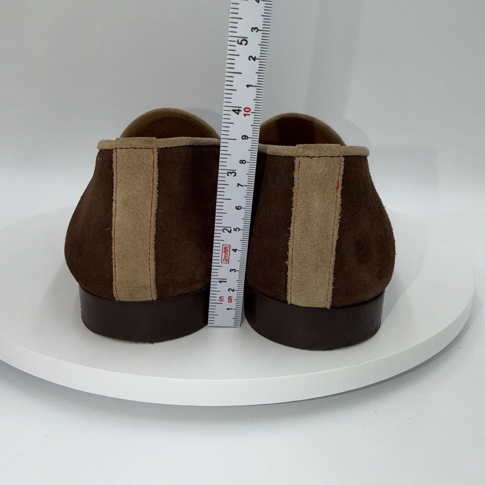Del Toro Belgian loafers Brown Suede Mens Dress Shoes Almond Toe Leather Size 10