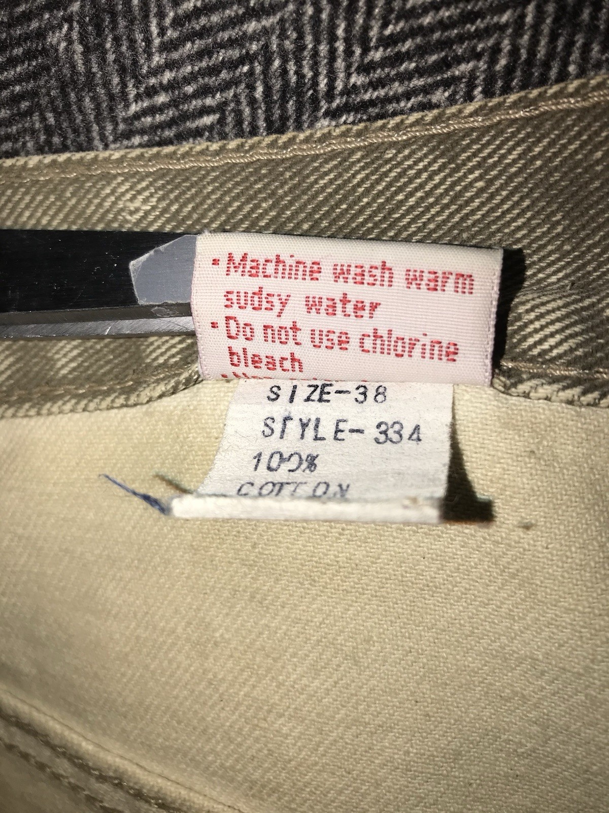 Vintage 70s Vasco Beige Cargo Denim Mechanic Pants Men’s 38×30 Talon Zipper USA