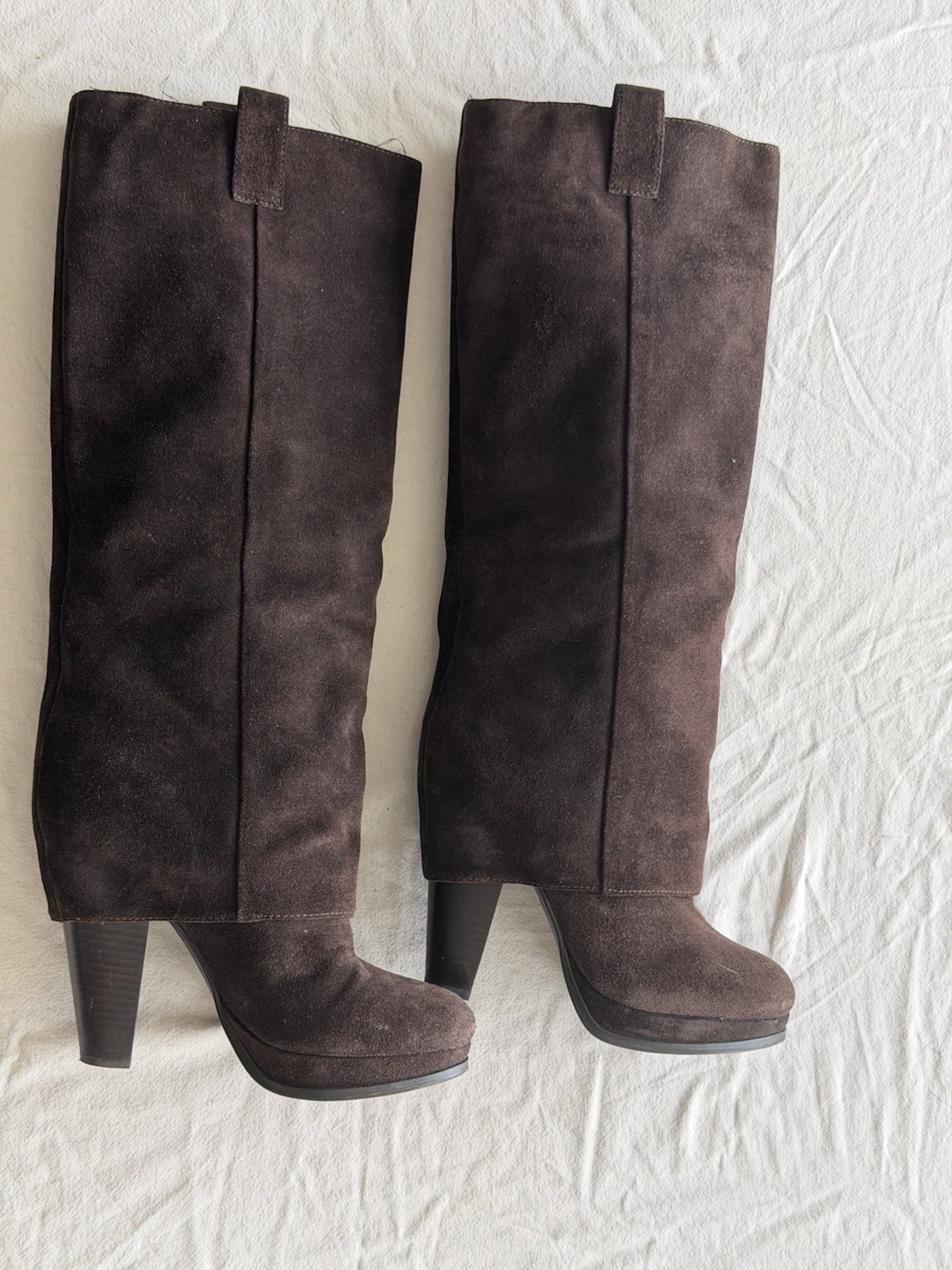 Ash Women’s Brown Suede Knee High Pull-On Riding Boots Round Toe Block 8