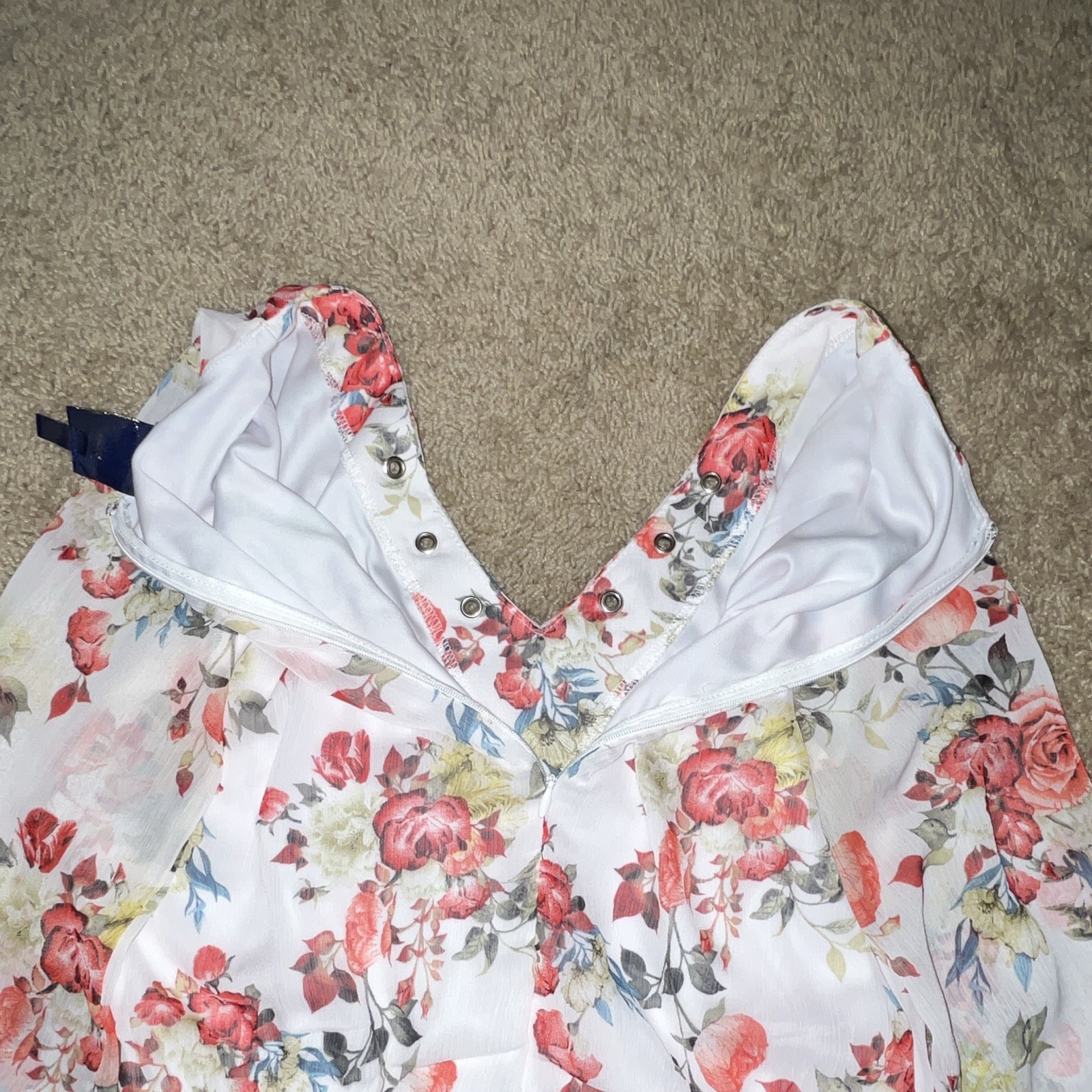 Beauty and the Beast Floral V-Neck Long Sleeve Ruffle Romper White S
