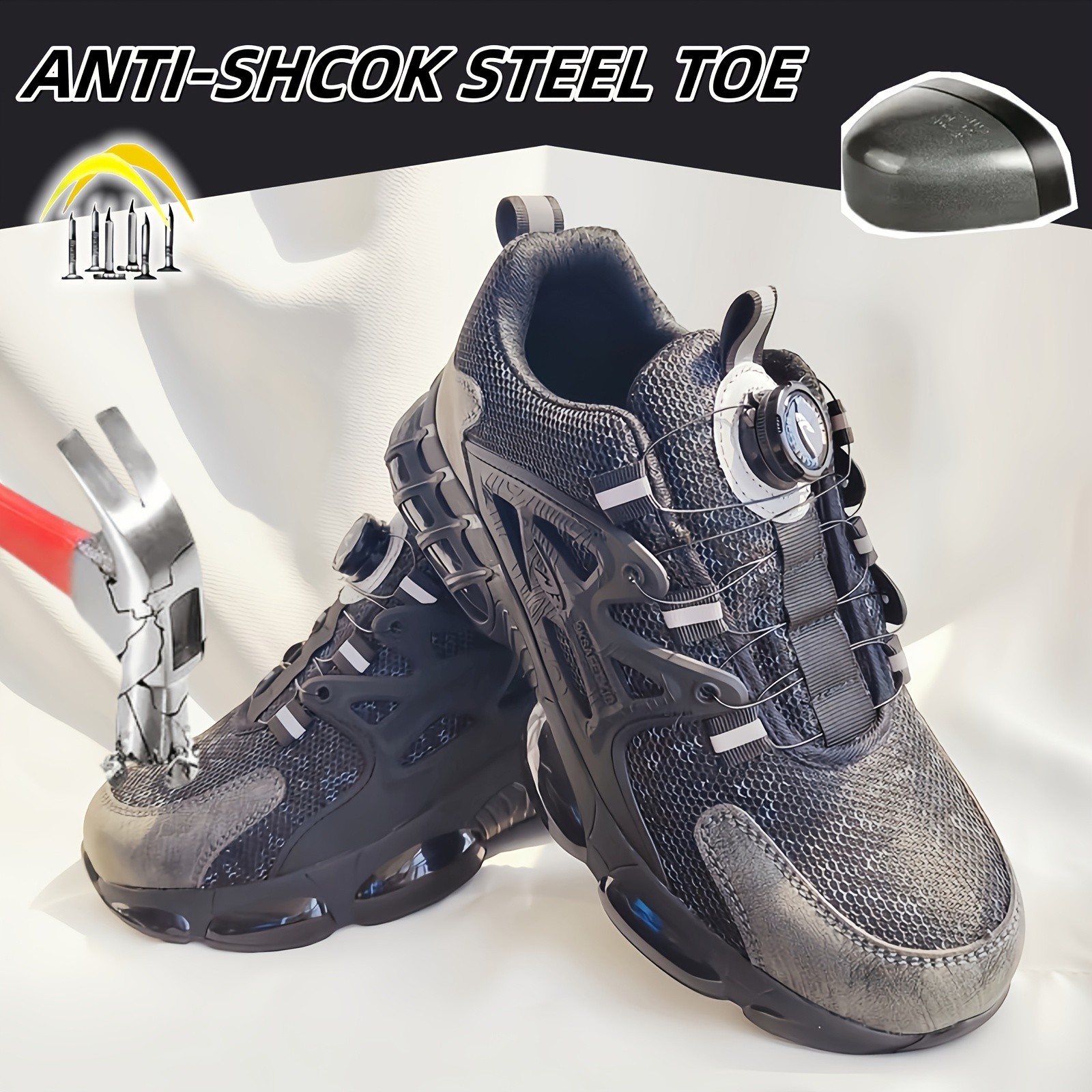 Work Shoes Mens Anti-Smash Steel Toe Puncture-Resistant Sneakers Security Boots
