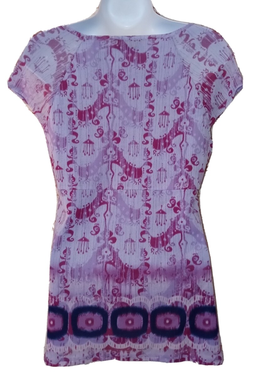 Axcess Top S Stretch Knit Artsy Boho Nylon Popover Shirt Blouse Y2K Vintage
