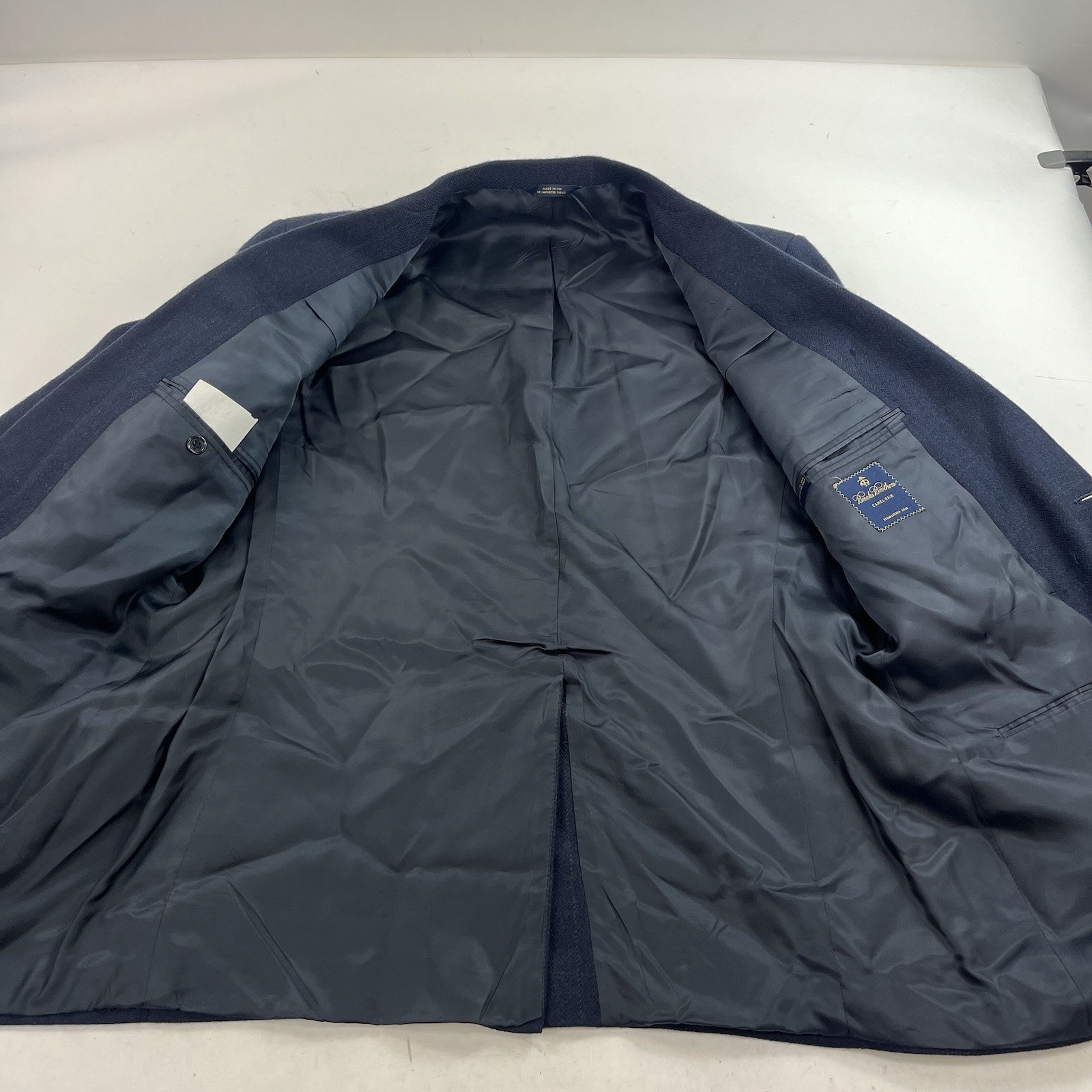Brooks Brothers Men’s Windowpane Blue Camel Hair Blazer Jacket Size 44
