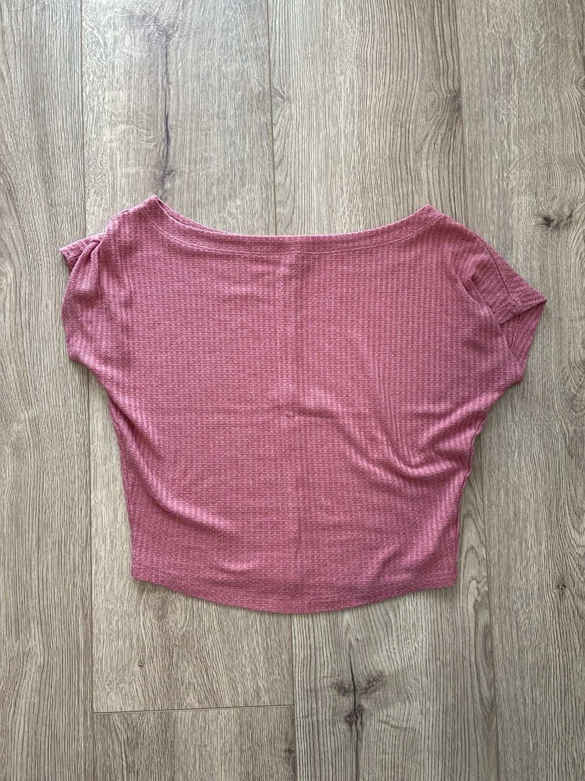 Vintage Express Pink Off-Shoulder Knit Top Short Sleeve Slim,Worn Many Ways, XS