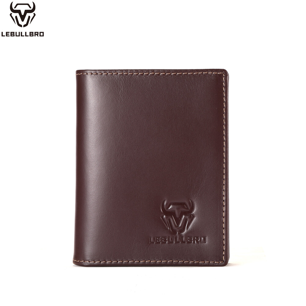 Mens Cowhide Leather Wallet RFID Blocking ID Card Holder Coin Purse Thicken New