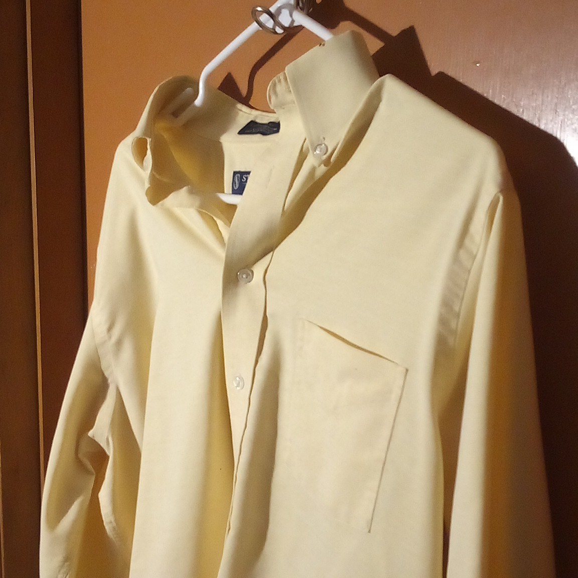 Stafford Essentials Men’s 15.5 34/35 Yellow Solid Oxford Classic Fit Dress Shirt