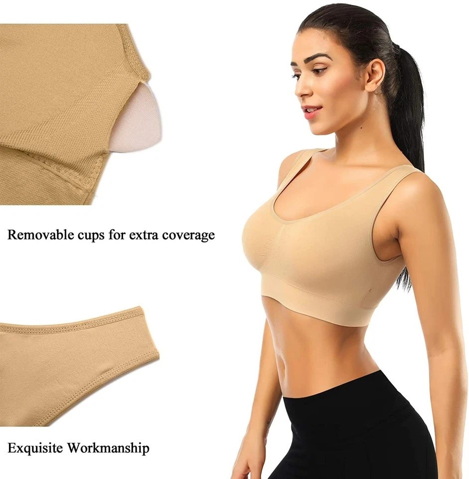 3 Pack Comfort Bra Seamless Removable Pads Sleep Bras Yoga Bra Sports For Women