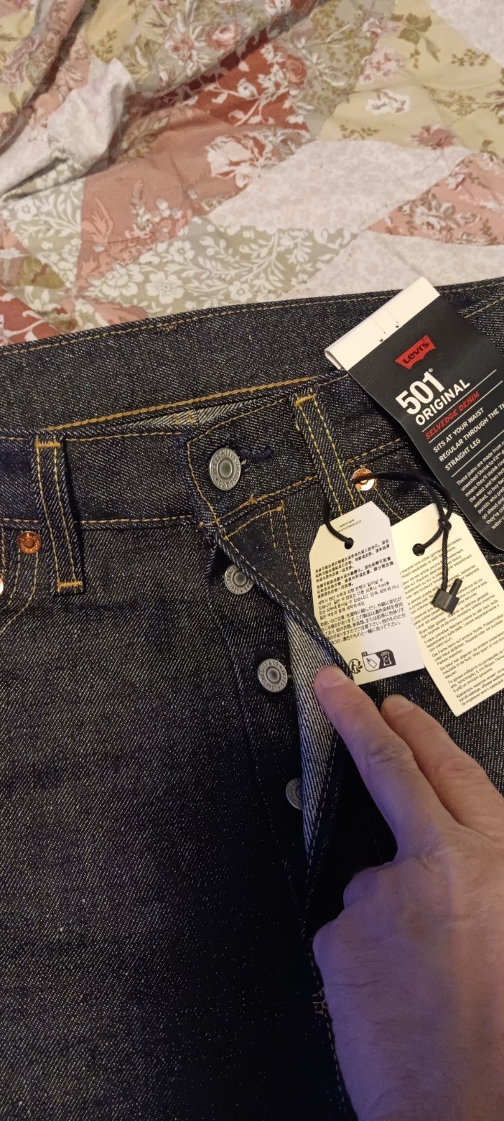 LEVI’S 501 Raw SELVEDGE Shrink-to-Fit “Daffodils” Jeans W29 x L32