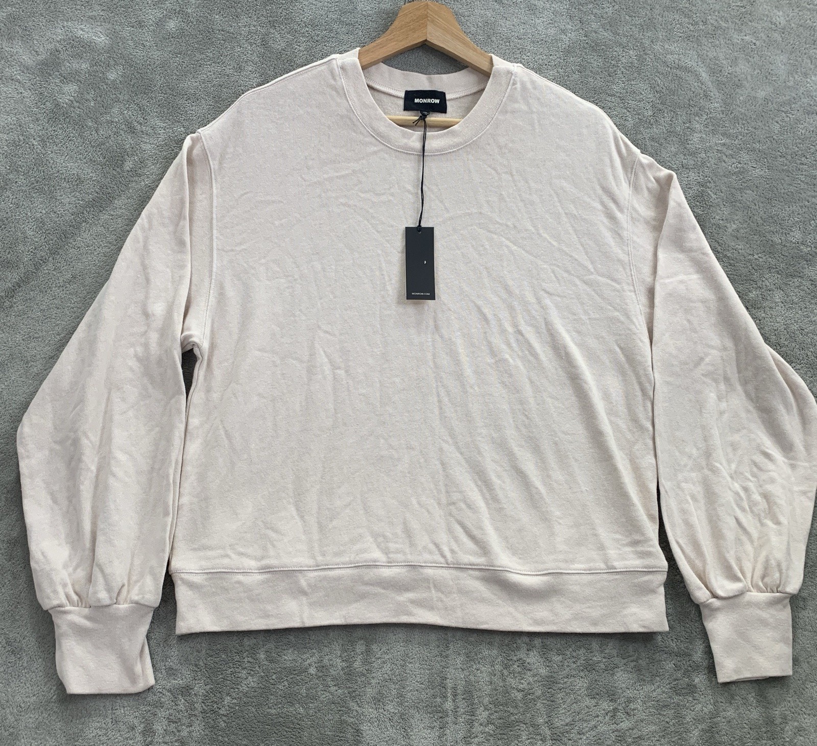 MONROW Sweater Womens M Cozy Comfy Sweatshirt Bone Crewneck Pullover Long Sleeve