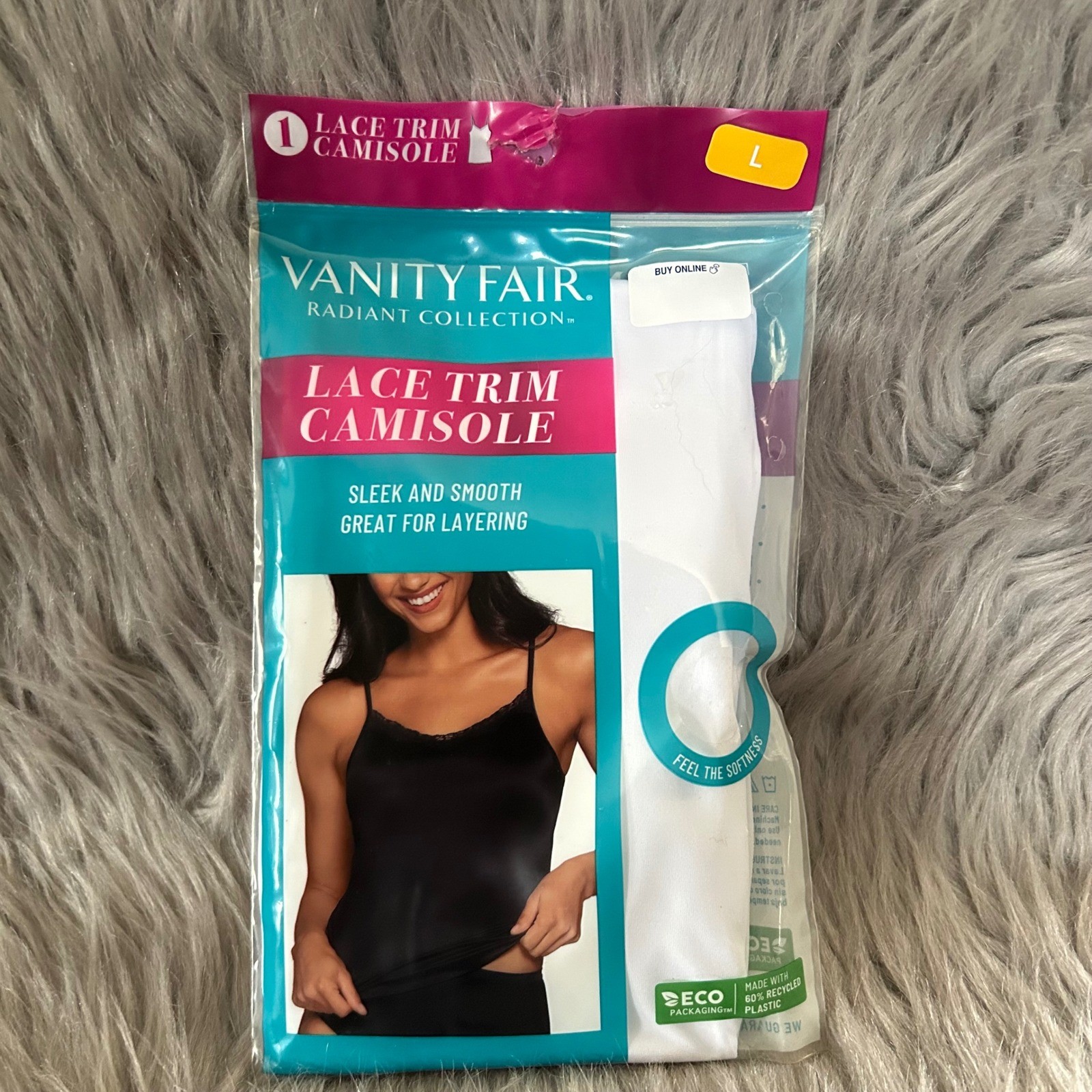 Vanity Fair Radiant Collection Lace Trim Camisole Women’s Size Large White Tank