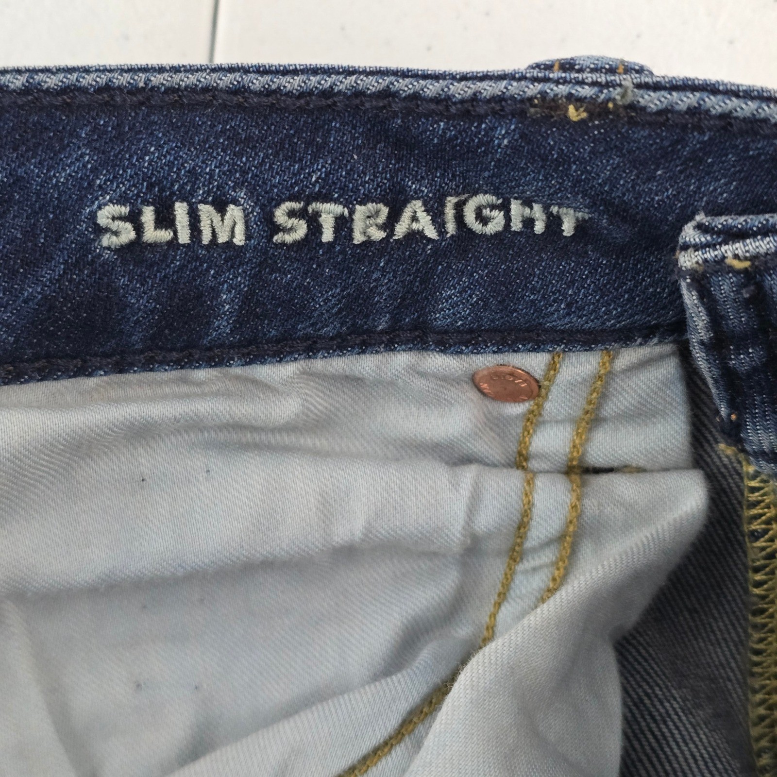 American Eagle Mens Slim Straight AirFlex+ Jeans, Dark Wash, Denim Pants