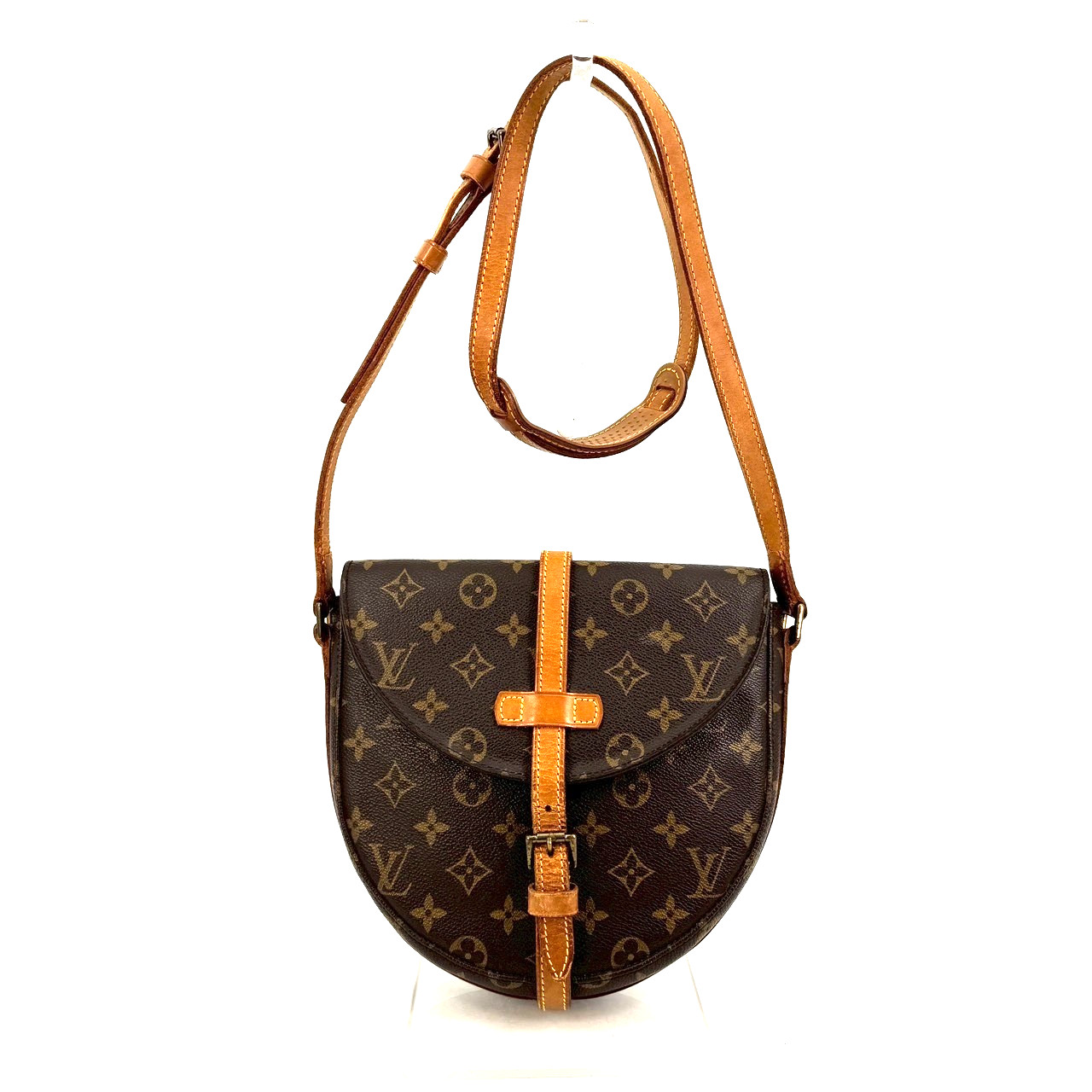 Louis Vuitton Shanti Shoulder Bag Half Moon LV Leather Authentic
