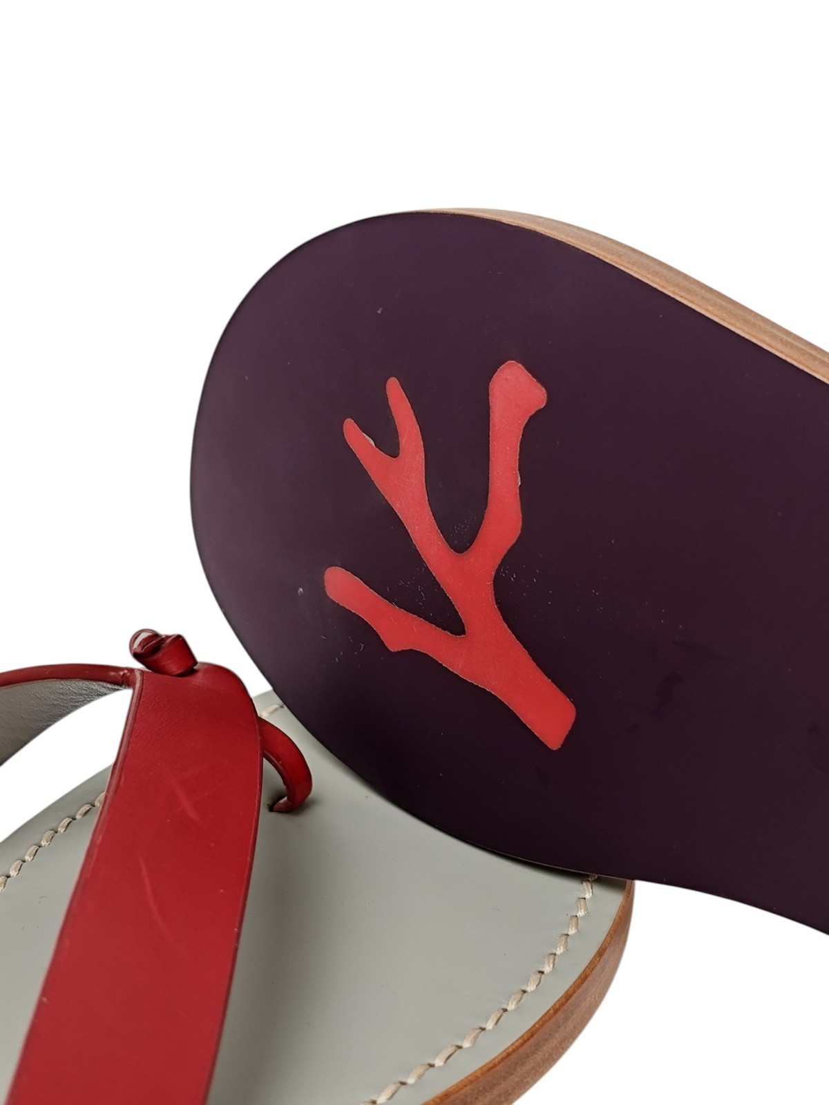 650$ ISAIA NAPOLI Casual Flip Flops Shoes Red Leather + Calf Handmade in Italy