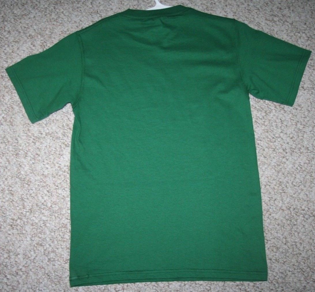 Small Responsible Adult Green White Cotton Crewneck T-Shirt Short Sleeve 1599