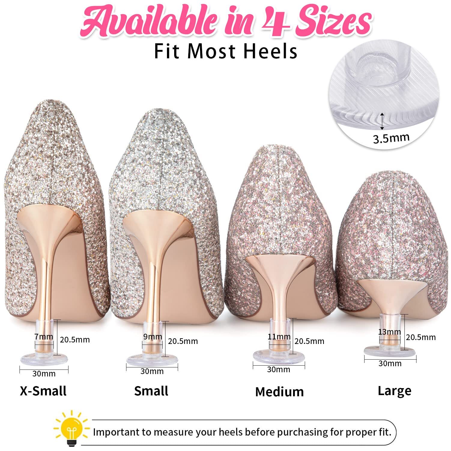 Heel Protectors for Grass 21 Pairs 4 Sizes Clear