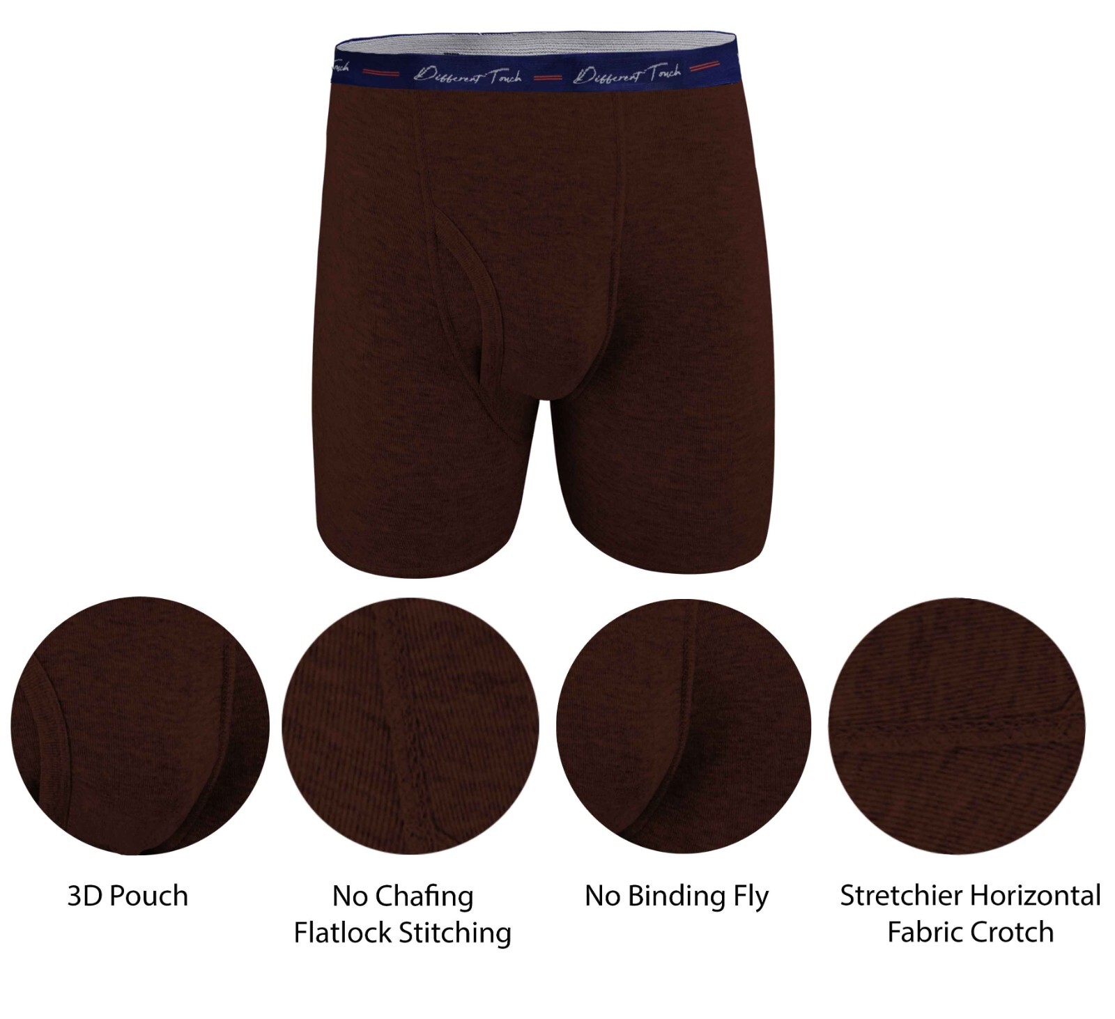 Different Touch 6 Men’s USA Big & Tall Signature Logo Leg Boxer Briefs Underwear