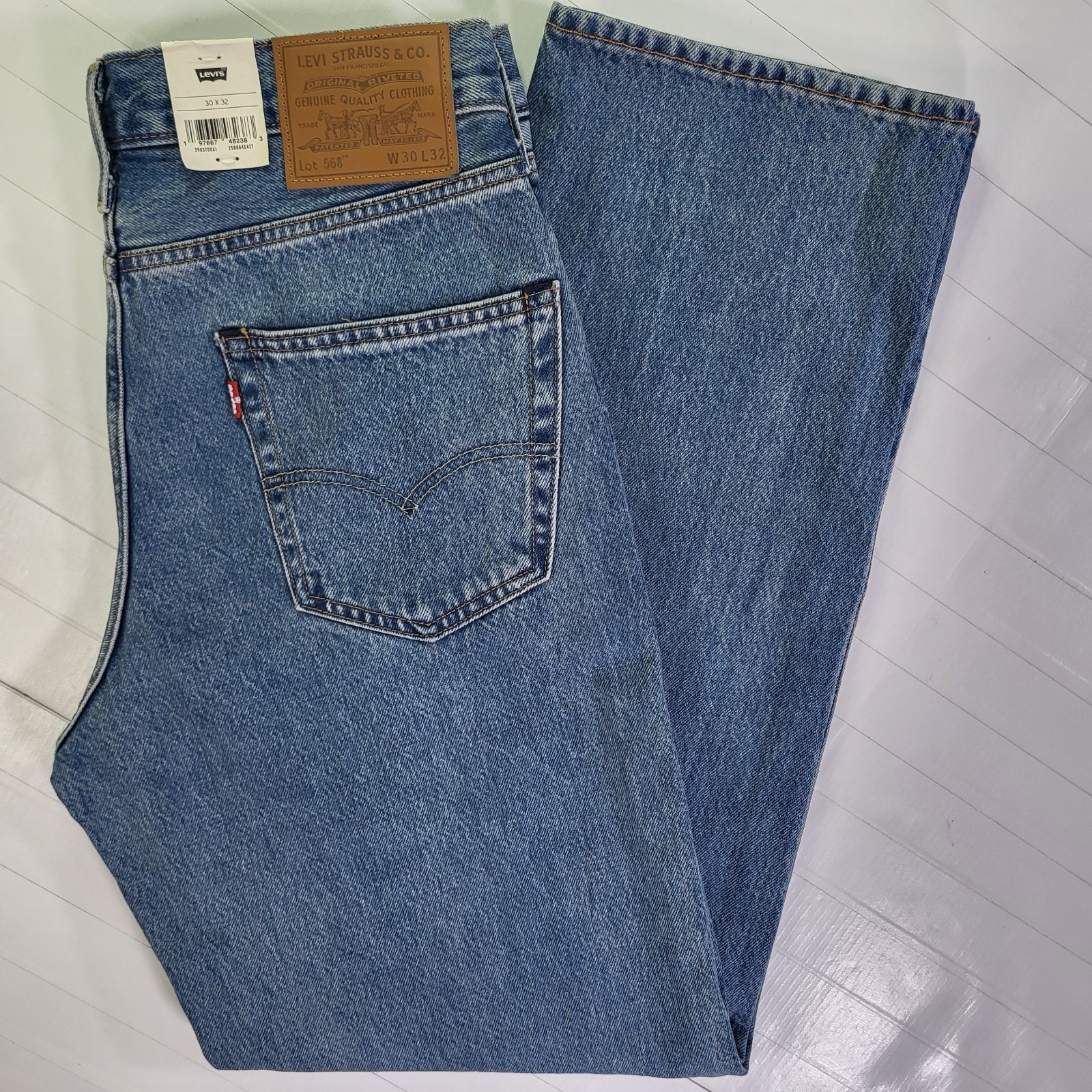 Levis Premium 568 Loose Straight Jeans 30×32 New Mens Blue 0 Cotton With Tags