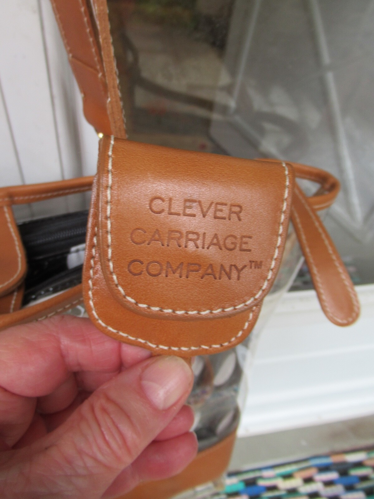 NWT Clever Carriage Co. Large Clear Tote/ Leather Trim/ Striped/ Polka Dot Bags
