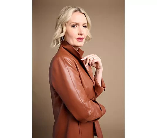 Dennis Basso Regular Luxe Faux Leather Jacket NWT A659814