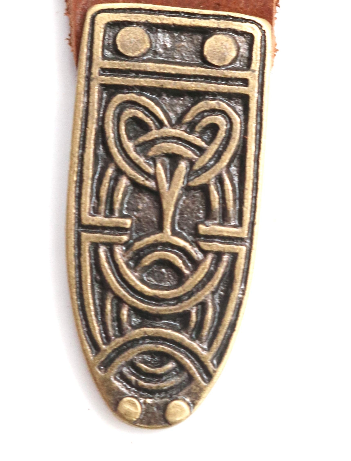 Medieval Leather Belt Embossed design with Brass Buckle Renaissance Viking Brown
