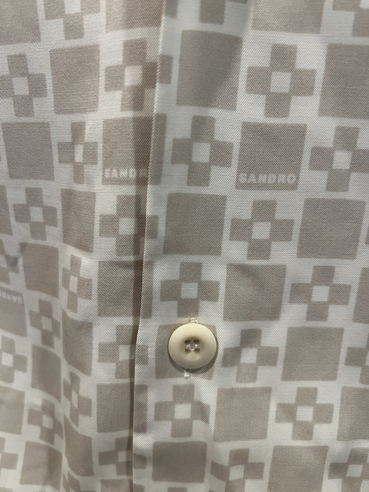 NWT Sandro Men’s Beige Ecru Logo Camp Collar Shirt Size XL