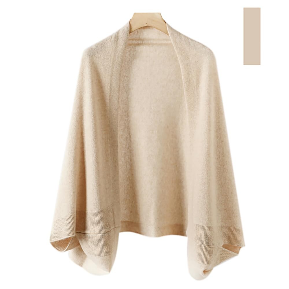 Women’s Open Front Cashmere Shawl Wrap Scarf with Sleeves Outer Warm Knitted …