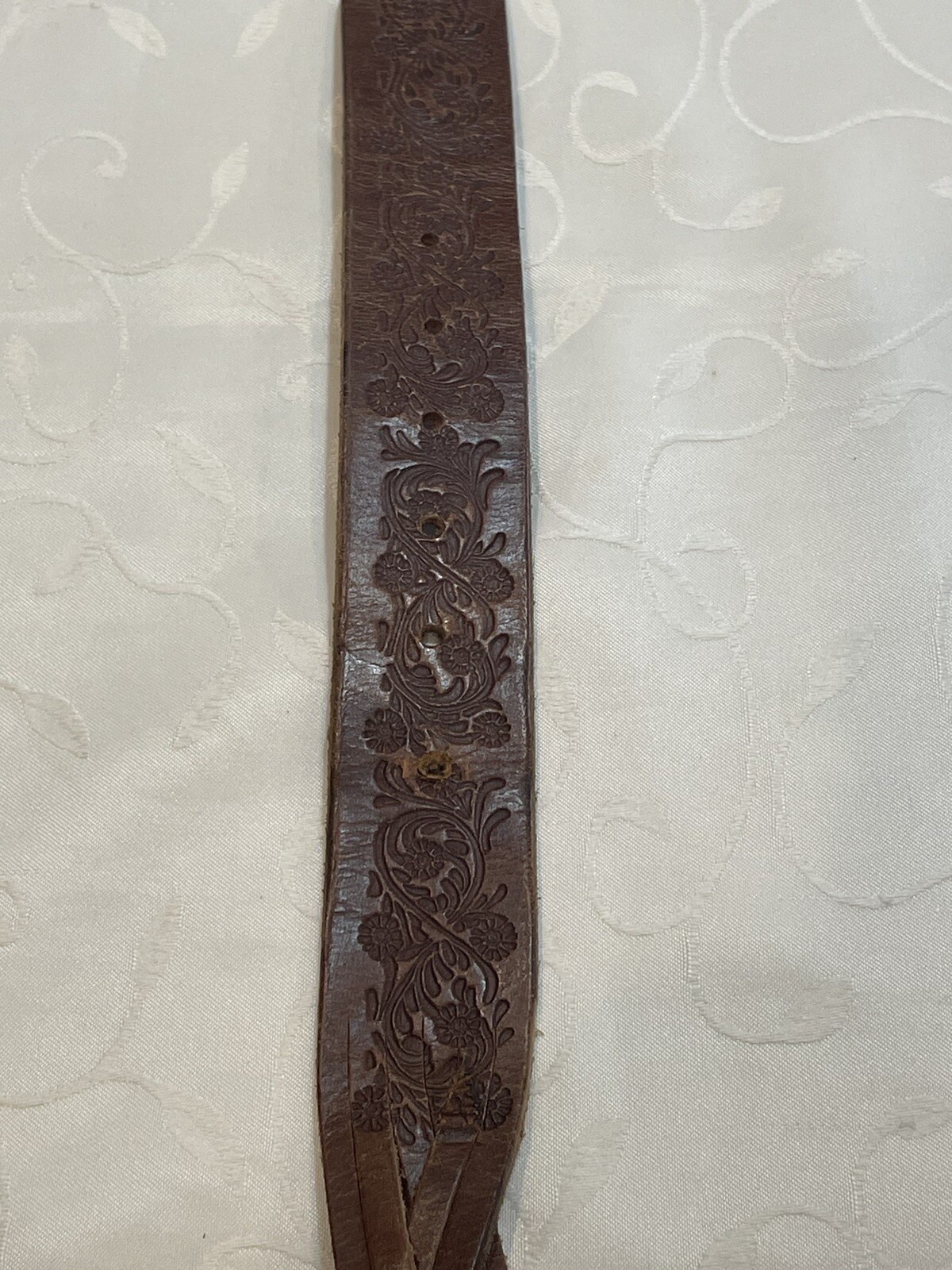 VINTAGE HAND TOOLED LEATHER BELT 41 Inches Belt Length Not Including Buckle
