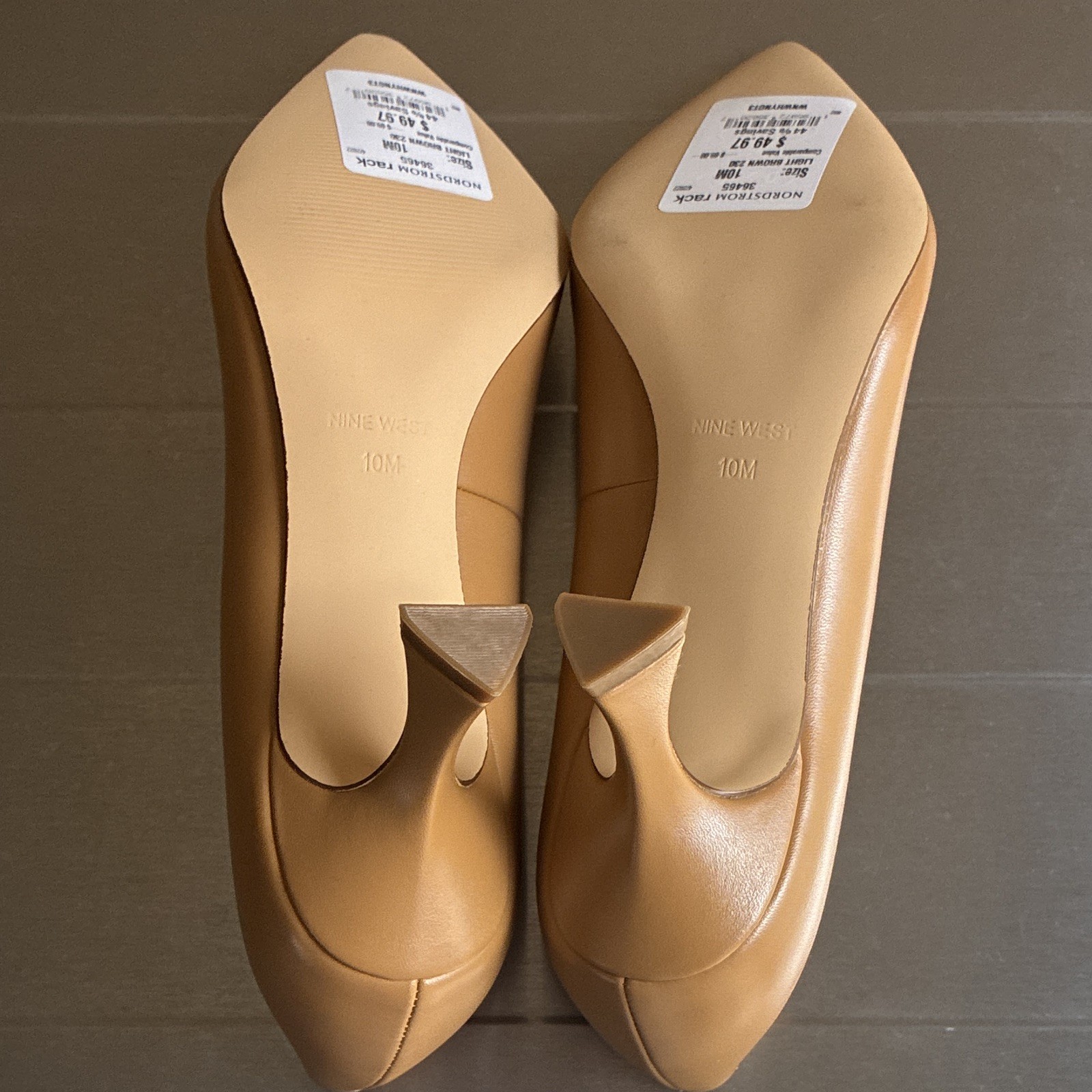 Nine West Cone Heel Pumps, Light Brown Pointed Toe Man Made Materials, 10-M