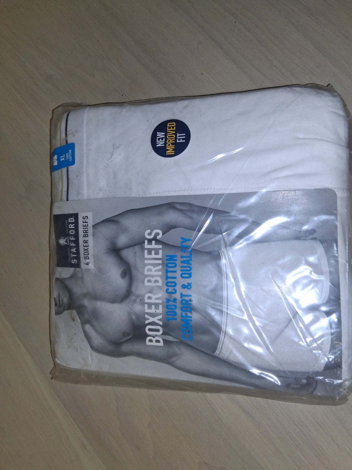 Stafford 4-Pack Men’s Cotton Boxer Brief White Size XL New