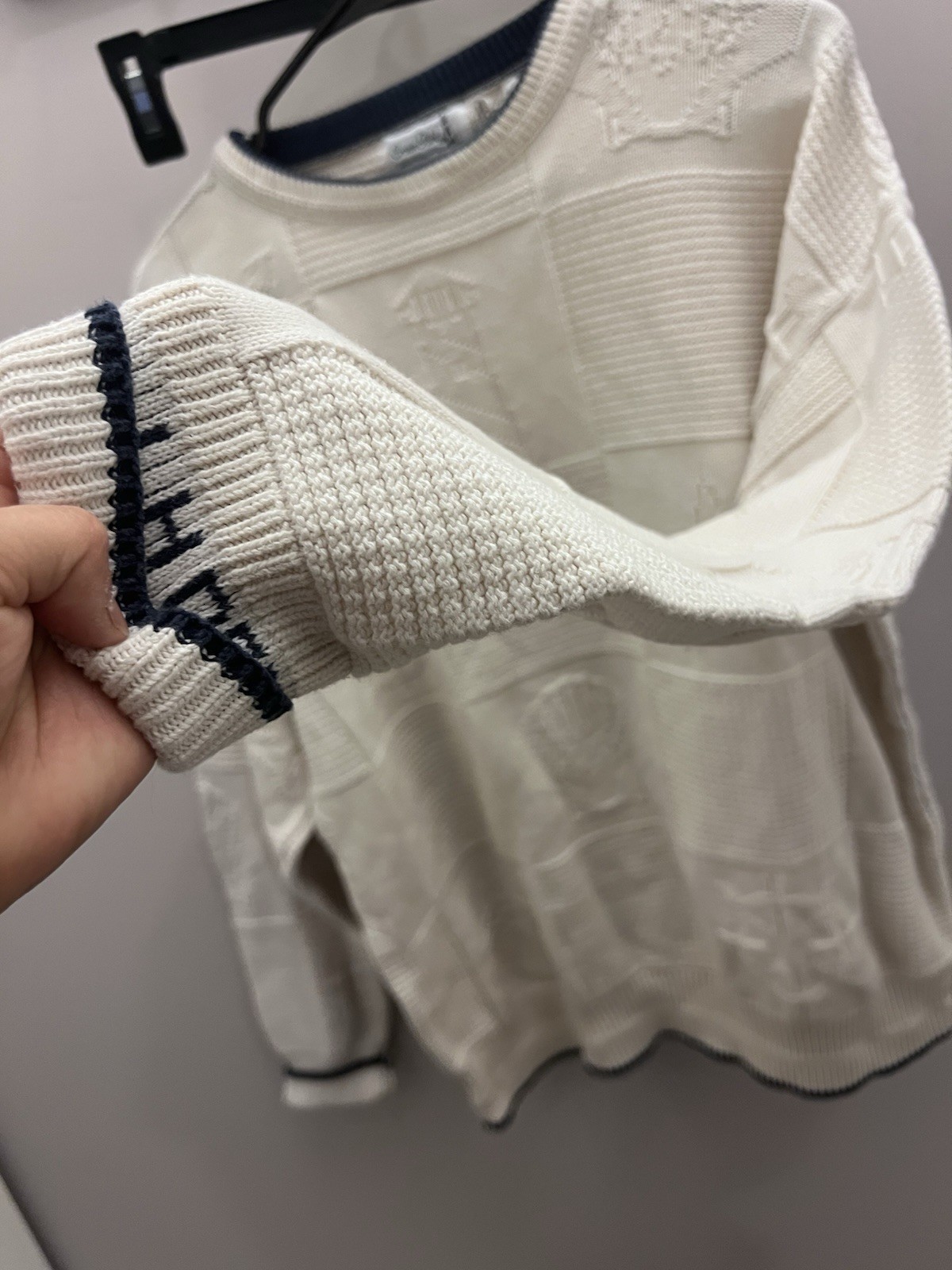 Vintage Crown point Nautical Theme white Sweater Pullover Medium