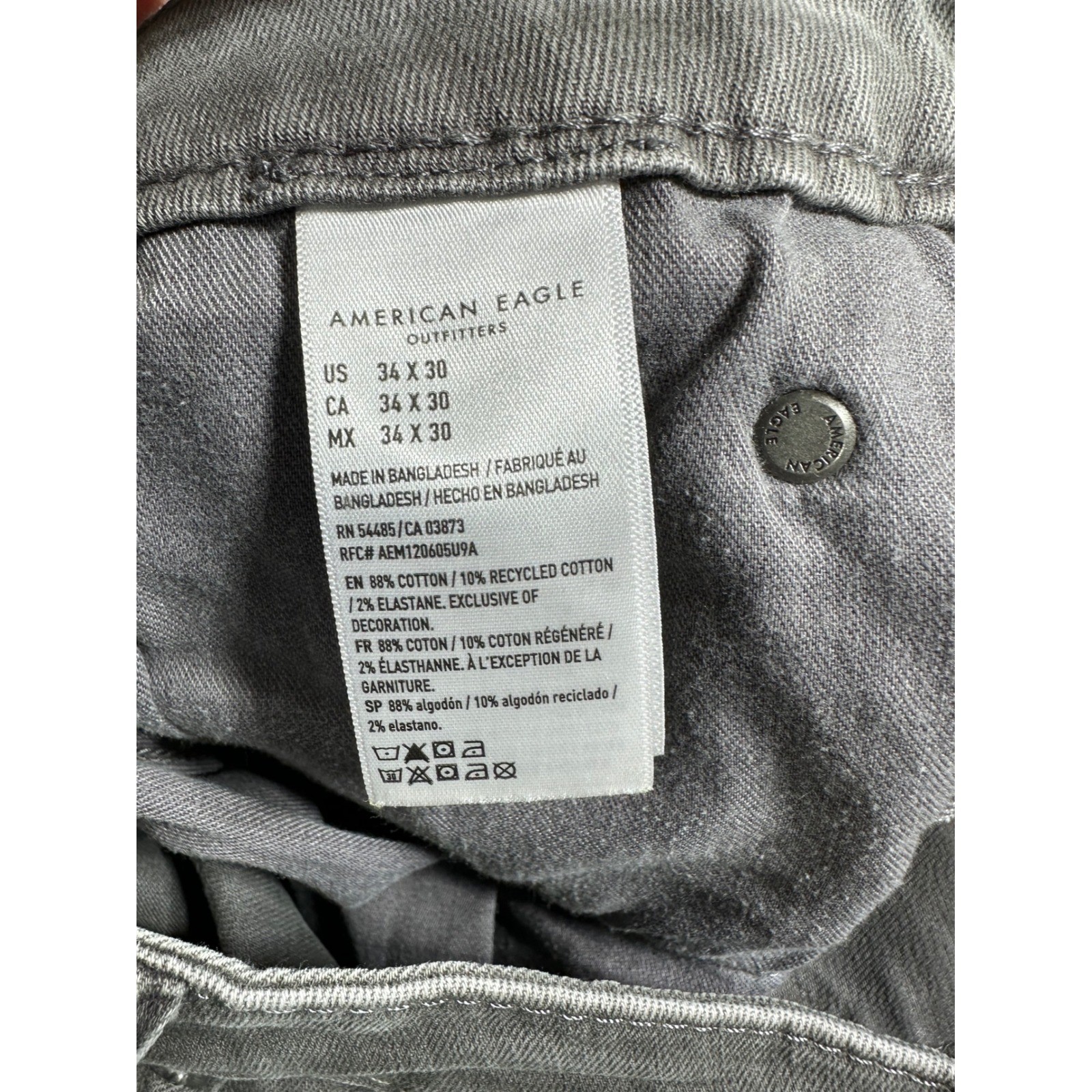 American Eagle Airflex+ Jeans Mens 34×30 Gray Real Good Stretch Denim Pants