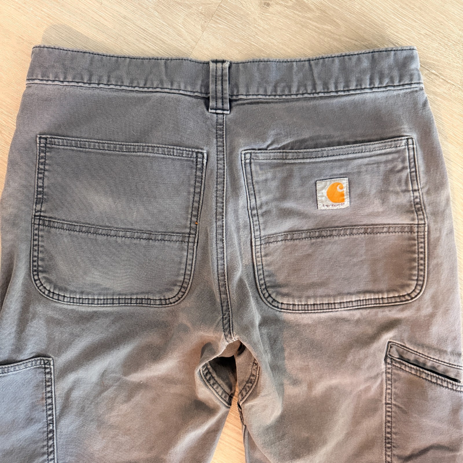 Carhartt 102802 Double Front Utility Pants Mens 31×30 Grey Shadow Distressed