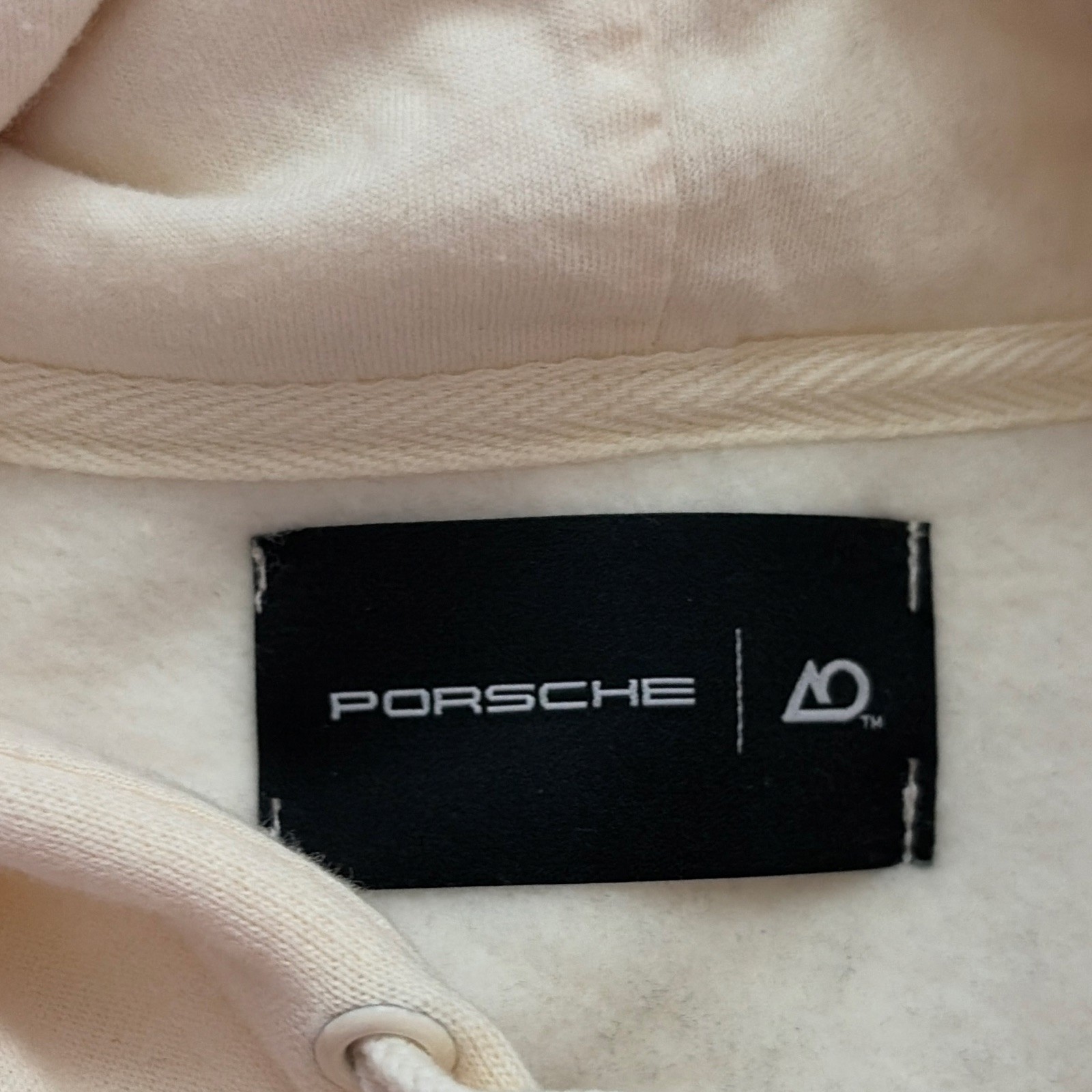Porsche Design Rexy Beige Fleece Pullover Hoodie Embroidered Graphic Men S