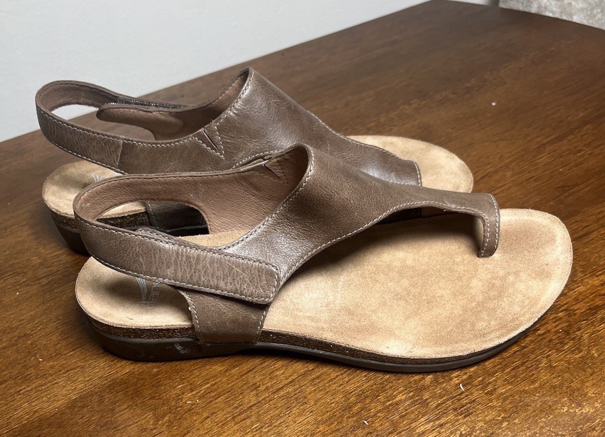 Dansko Reece Toe Loop Sandals Brown Slingback Leather 40 Women’s