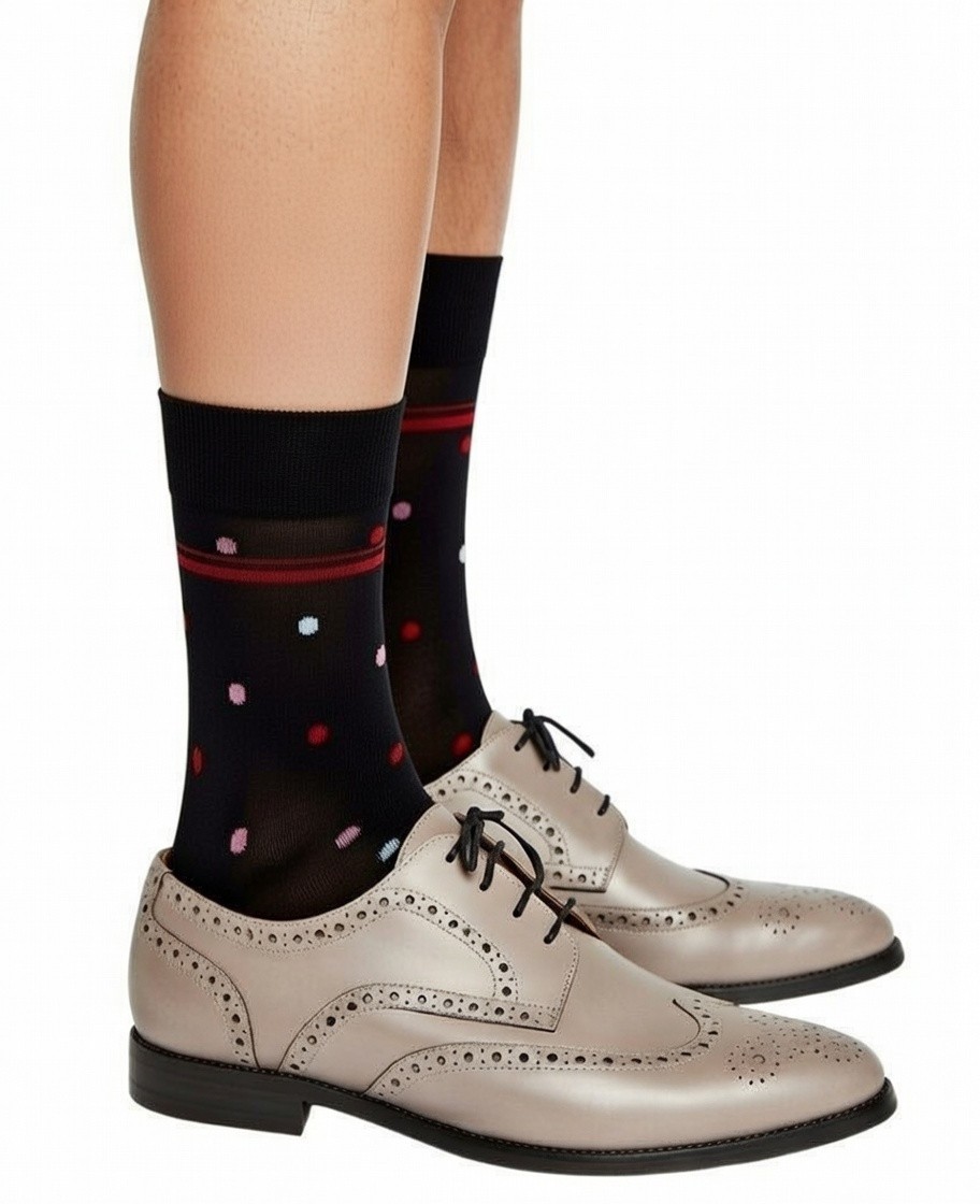 BEN SHERMAN | Mens Black Luxury Polka Dot Spot Socks | One Size UK 6-11 EU 40-46