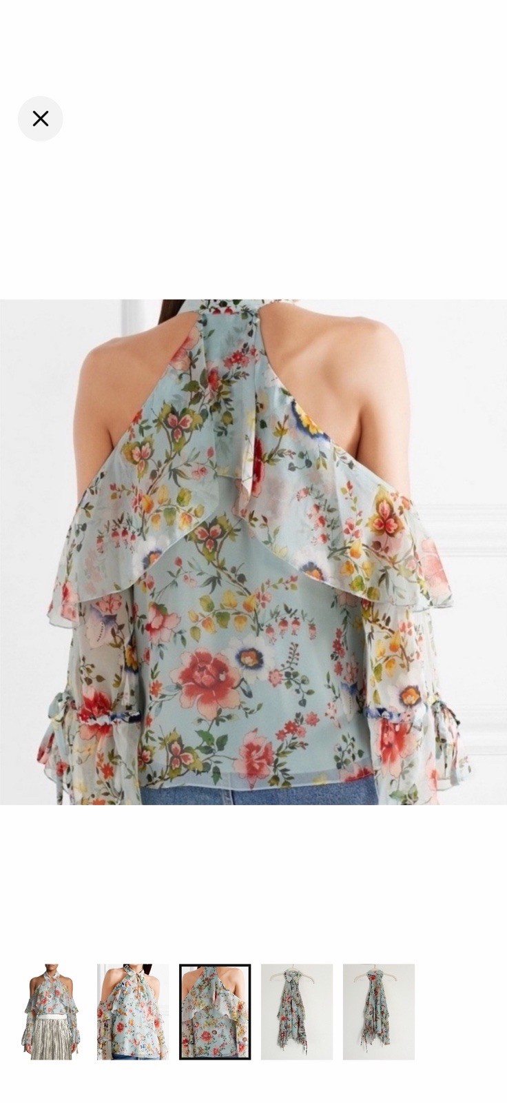 Alice + Olivia Blayne Floral Print Cold-shoulder Silk Top blouse,NWT