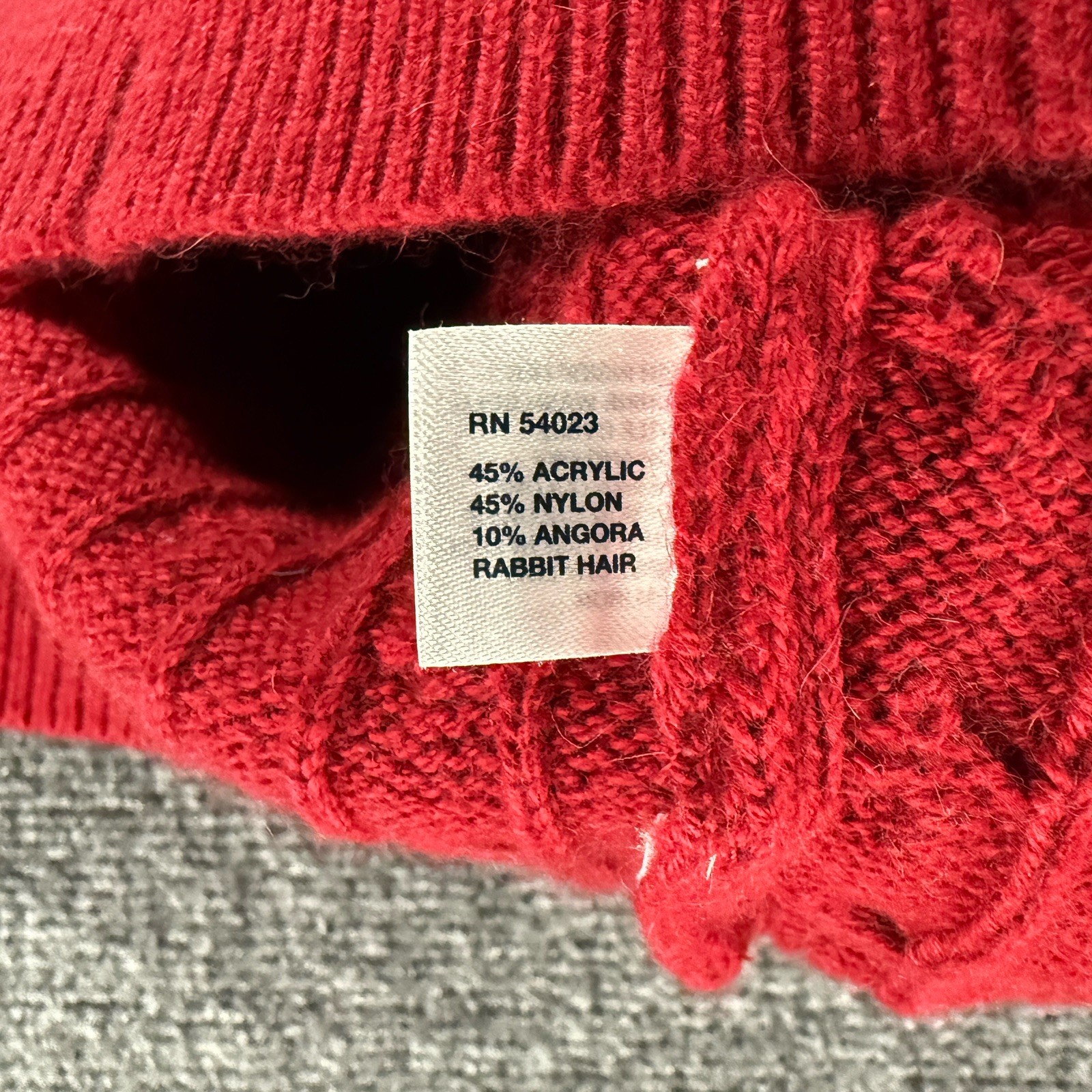 GAP Sweater Womens M Red Angora Rabbit Hair Blend Cable Knit Academia Preppy