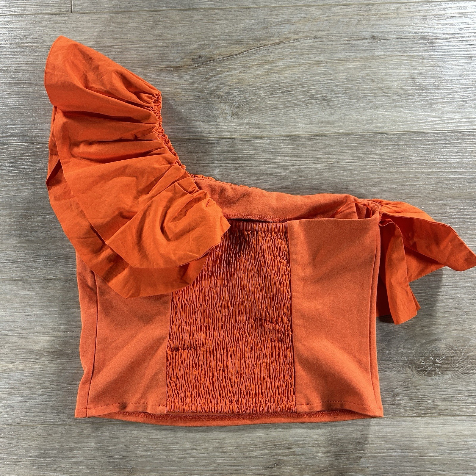 Sunday in Brooklyn Anthro Medium Orange Ruffle Asymmetric One Shoulder Top