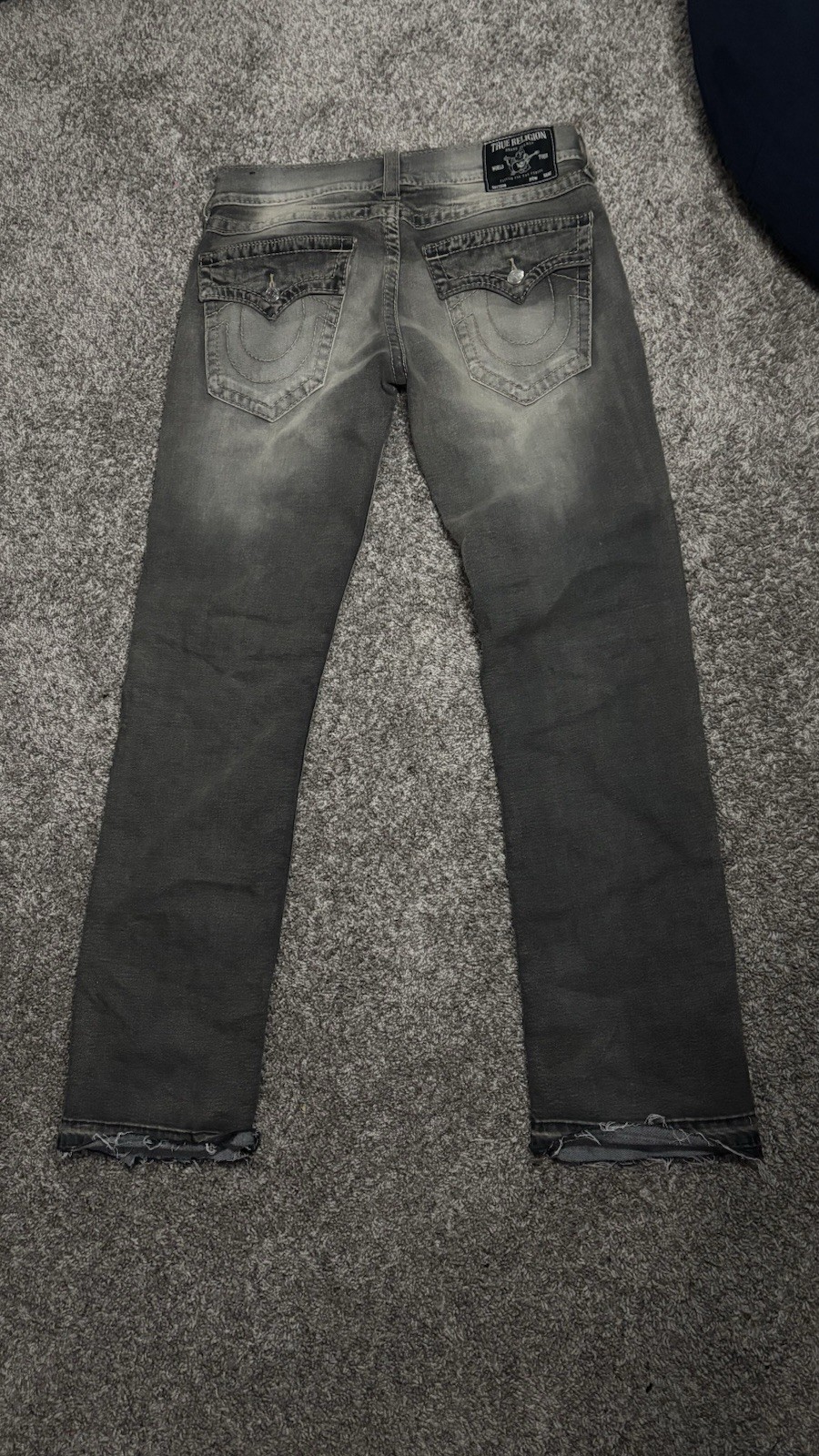 True Religion Men’s Gray Denim Jeans Relaxed Fit Mid Rise Straight Leg 5-Pocket