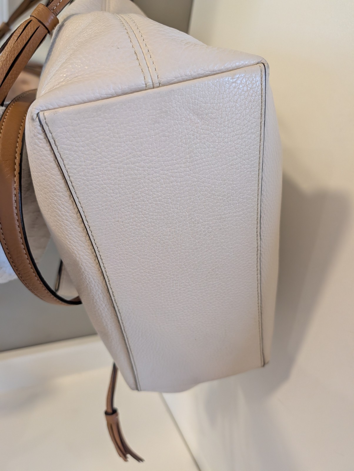 Coach Andy Tote CA165 Horse and Carriage Chalk Pebble Leather Shoulder Tote