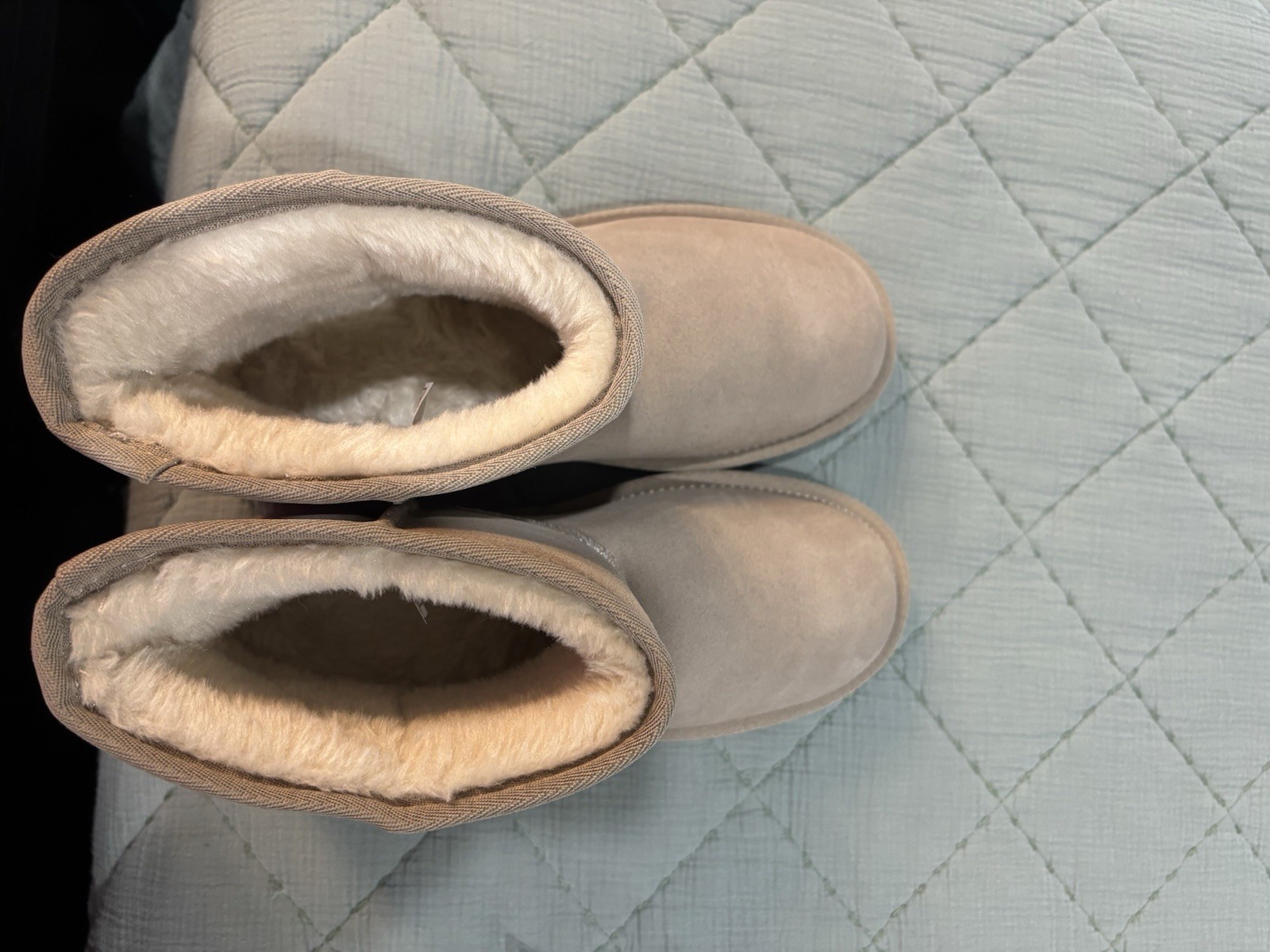 Dream Pairs Women Beige Faux Fur Lined Pull-On Ankle Bootie Round Toe