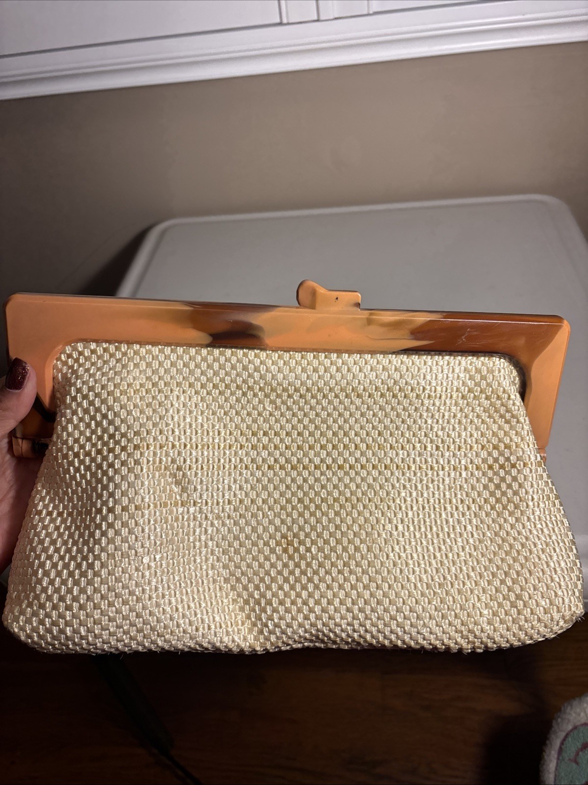 Classy vintage woven clutch 11.4” Made In Hong Kong
